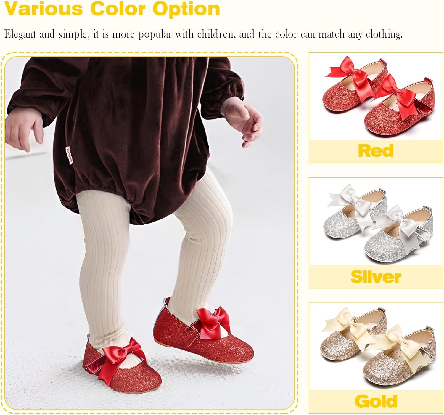 imageKiderence Baby Girls Prewalker Mary Jane Flats Bowknot Princess Dress Shoes InfantToddlerF6638 Red