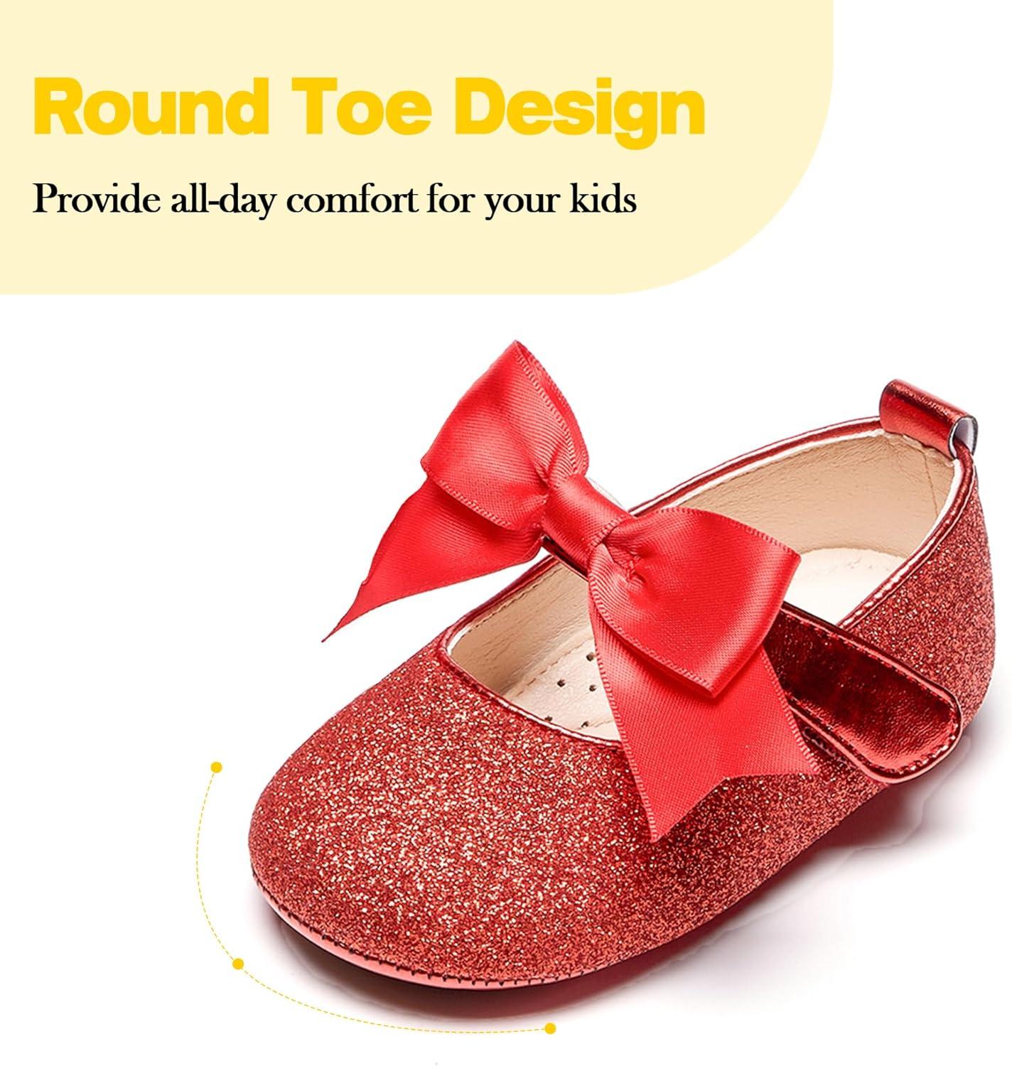 imageKiderence Baby Girls Prewalker Mary Jane Flats Bowknot Princess Dress Shoes InfantToddlerF6638 Red