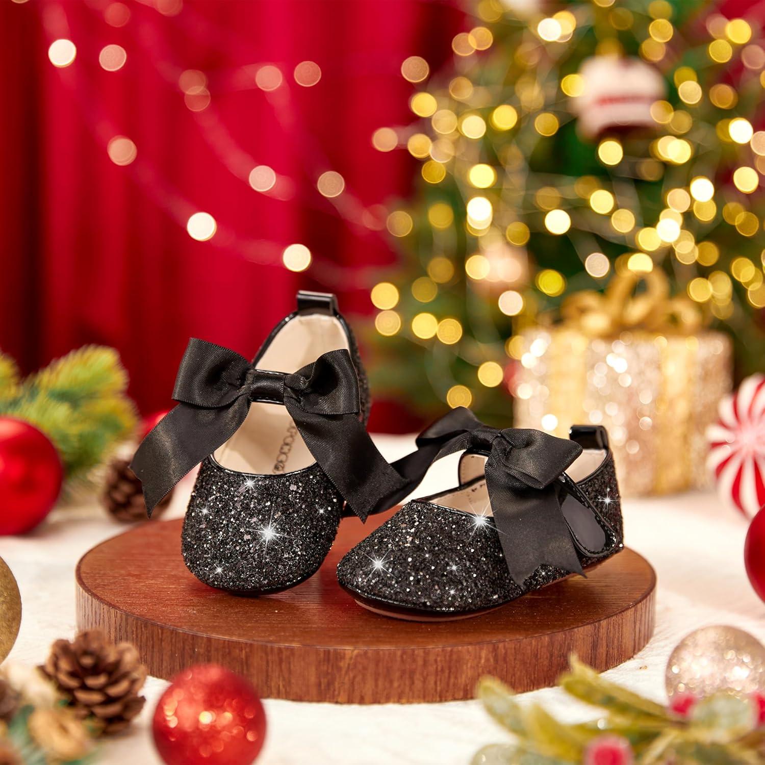 imageKiderence Baby Girls Prewalker Mary Jane Flats Bowknot Princess Dress Shoes InfantToddlerF6681 Black