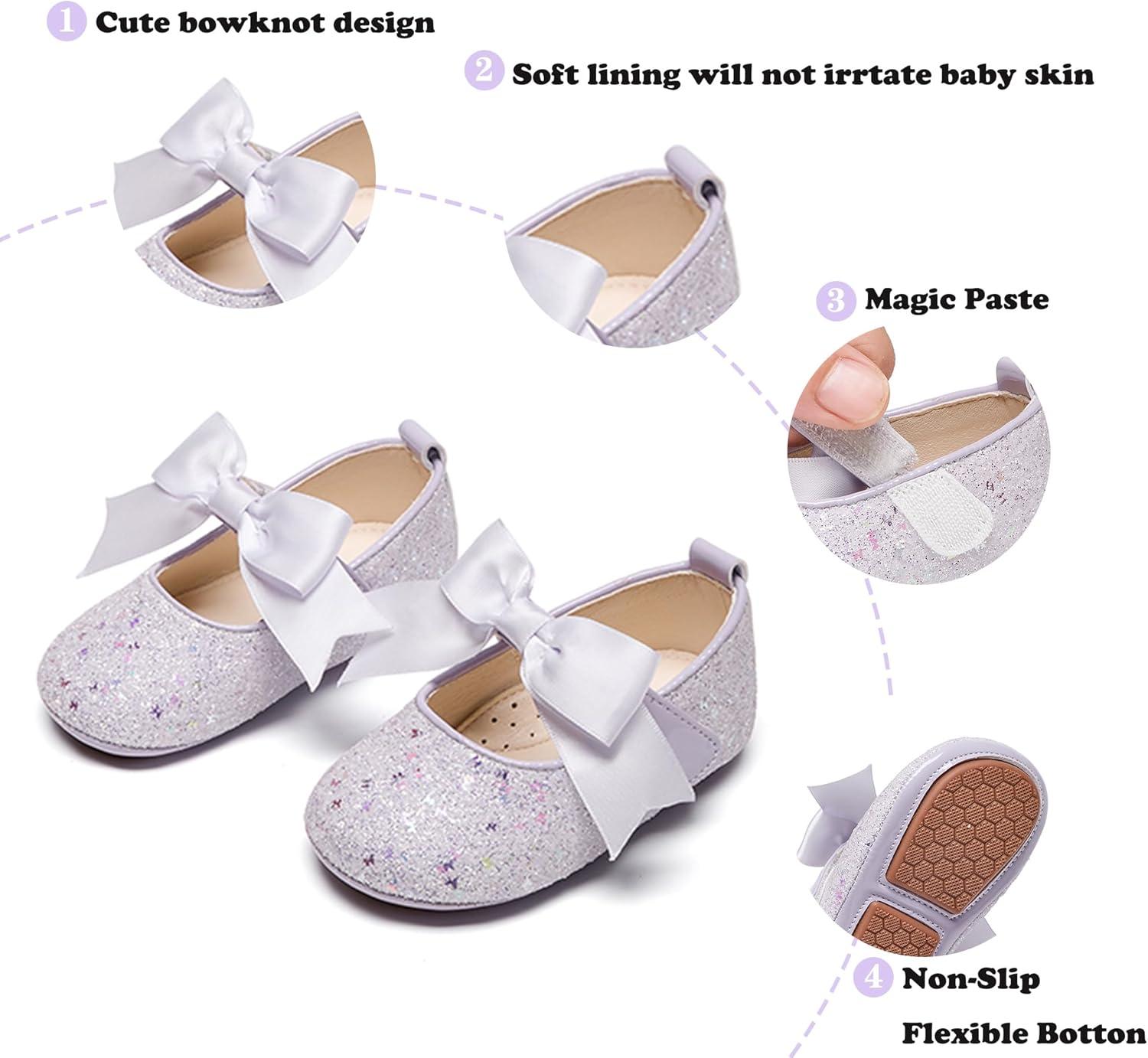 imageKiderence Baby Girls Prewalker Mary Jane Flats Bowknot Princess Dress Shoes InfantToddlerF6681 Purple