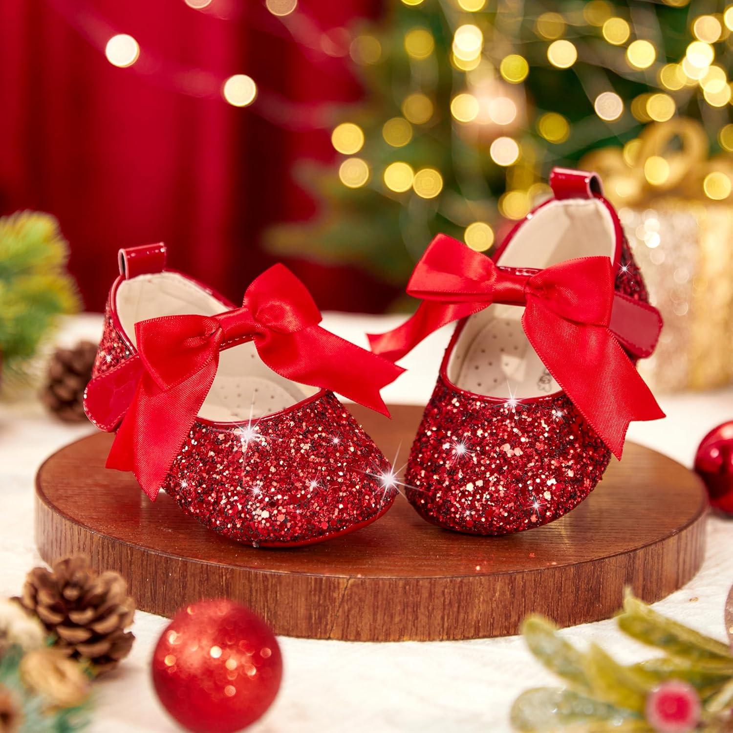 imageKiderence Baby Girls Prewalker Mary Jane Flats Bowknot Princess Dress Shoes InfantToddlerF6681 Red