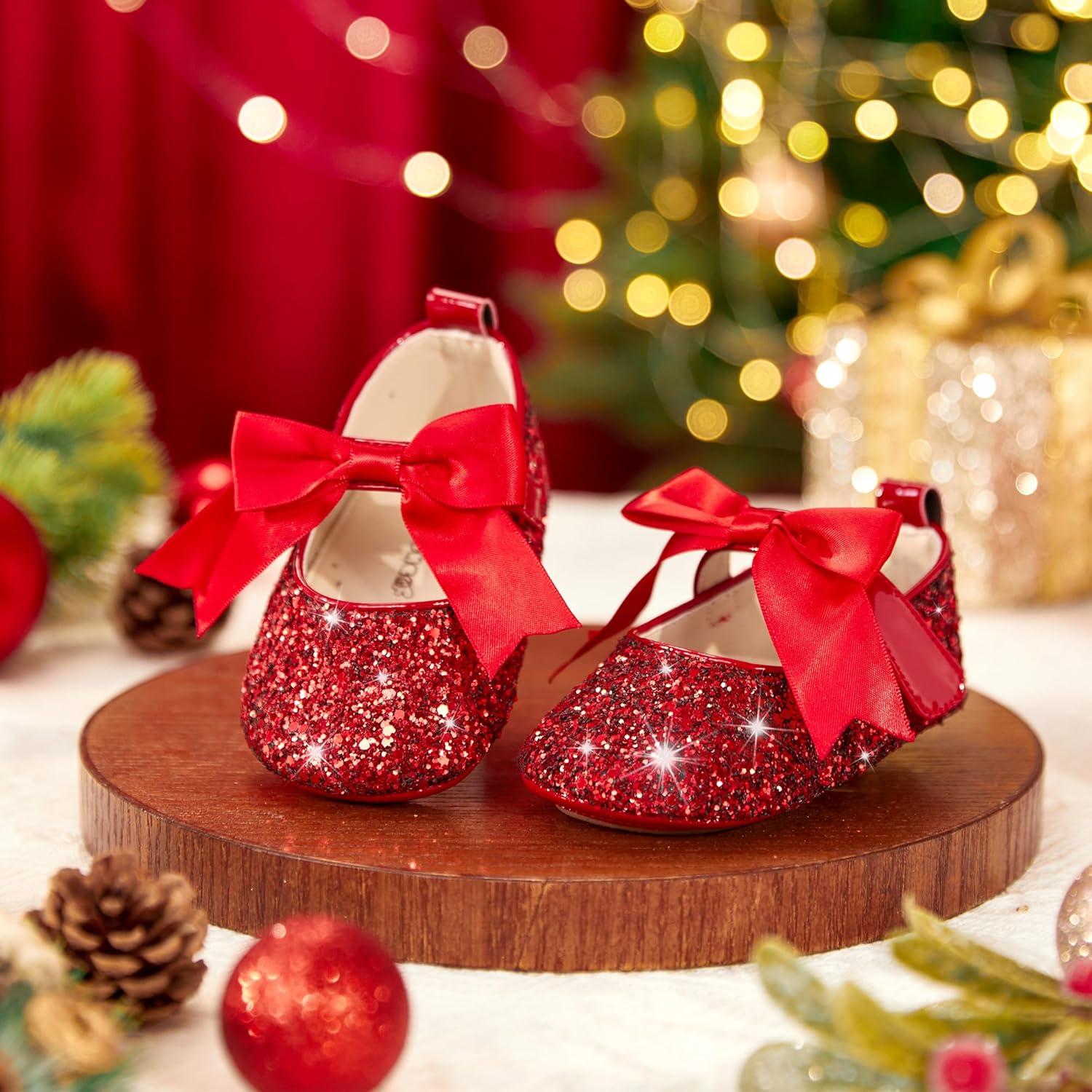 imageKiderence Baby Girls Prewalker Mary Jane Flats Bowknot Princess Dress Shoes InfantToddlerF6681 Red