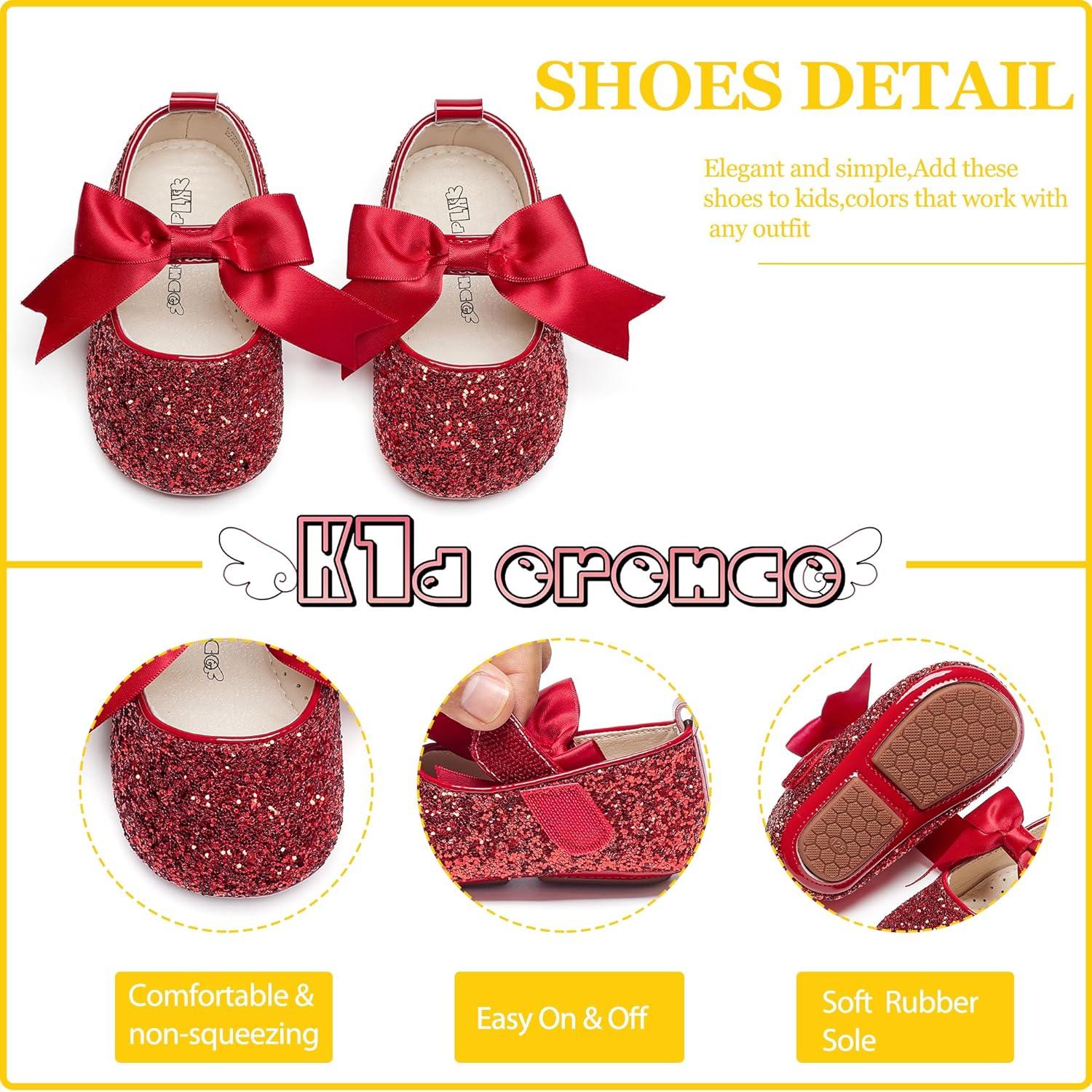 imageKiderence Baby Girls Prewalker Mary Jane Flats Bowknot Princess Dress Shoes InfantToddlerF6681 Red