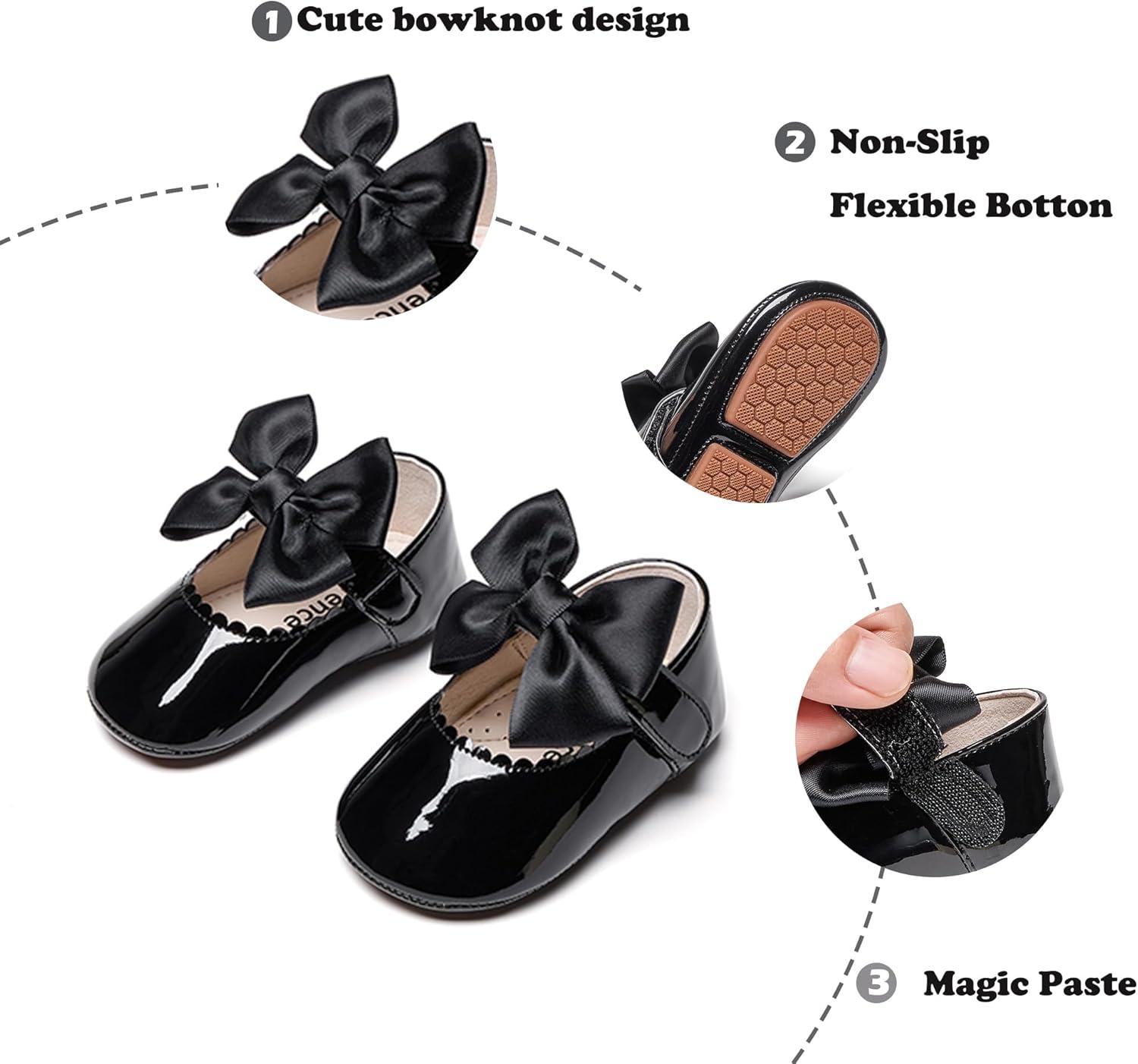 imageKiderence Baby Girls Prewalker Mary Jane Flats Bowknot Princess Dress Shoes InfantToddlerF6682 Black