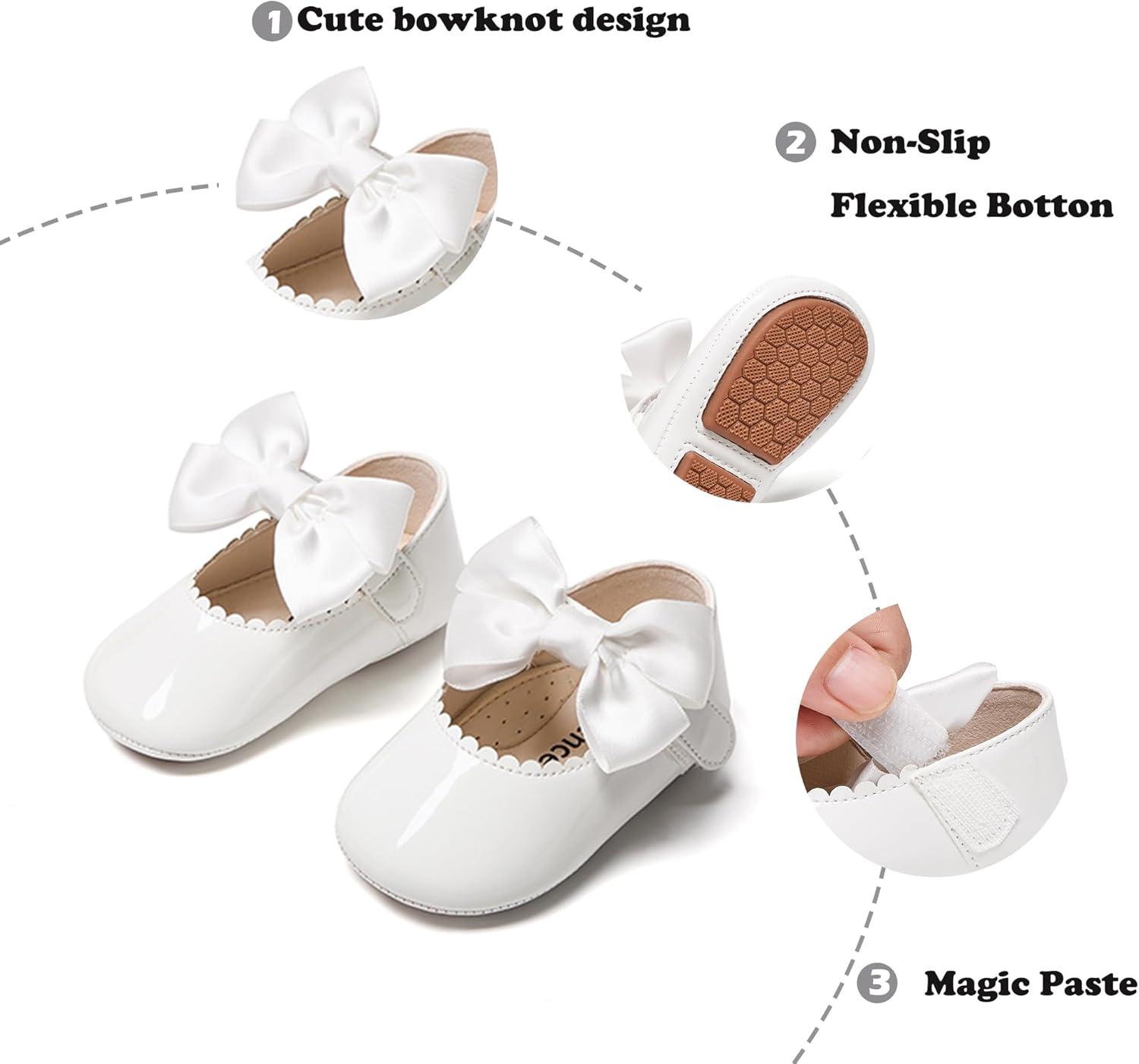 imageKiderence Baby Girls Prewalker Mary Jane Flats Bowknot Princess Dress Shoes InfantToddlerF6682 White