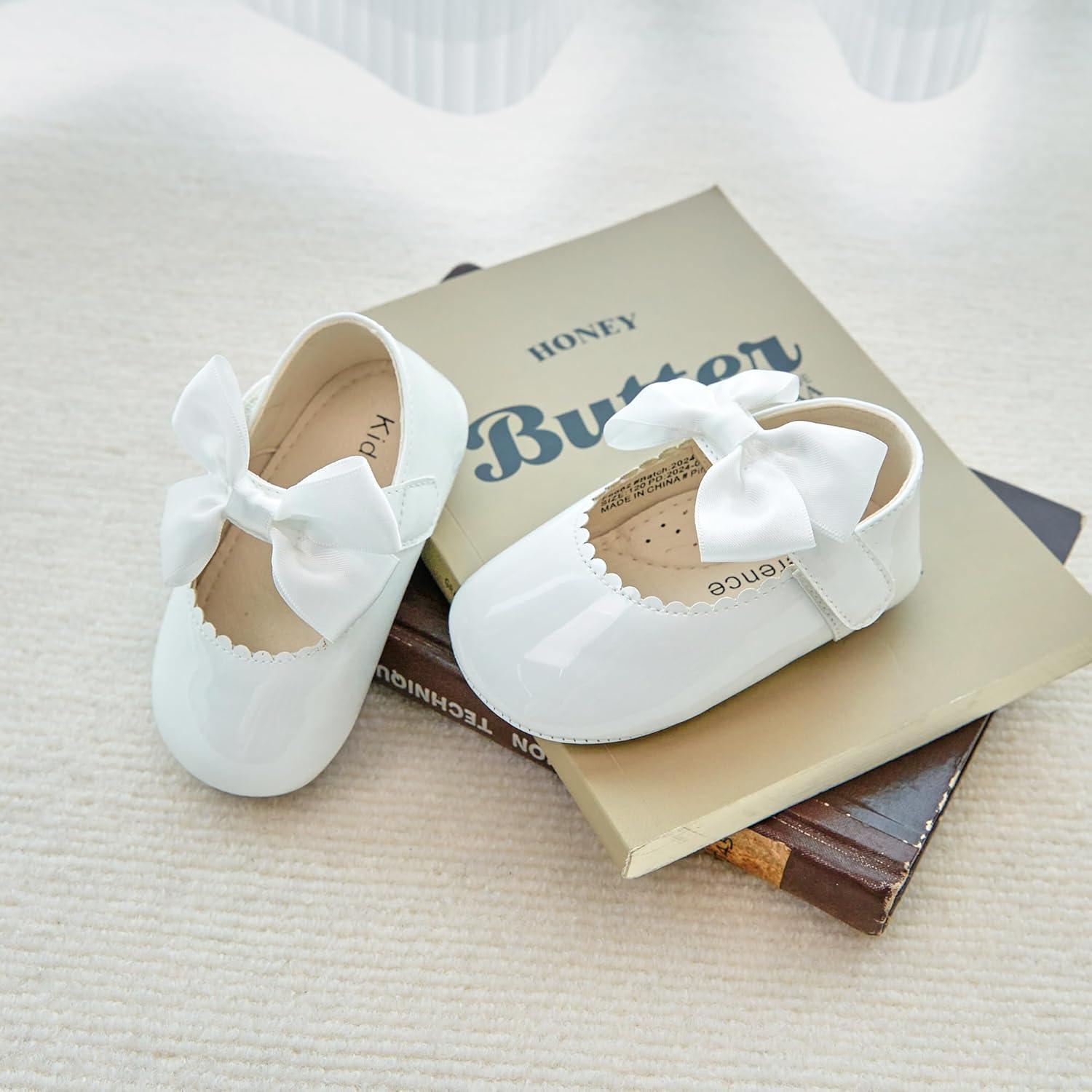 imageKiderence Baby Girls Prewalker Mary Jane Flats Bowknot Princess Dress Shoes InfantToddlerF6682 White