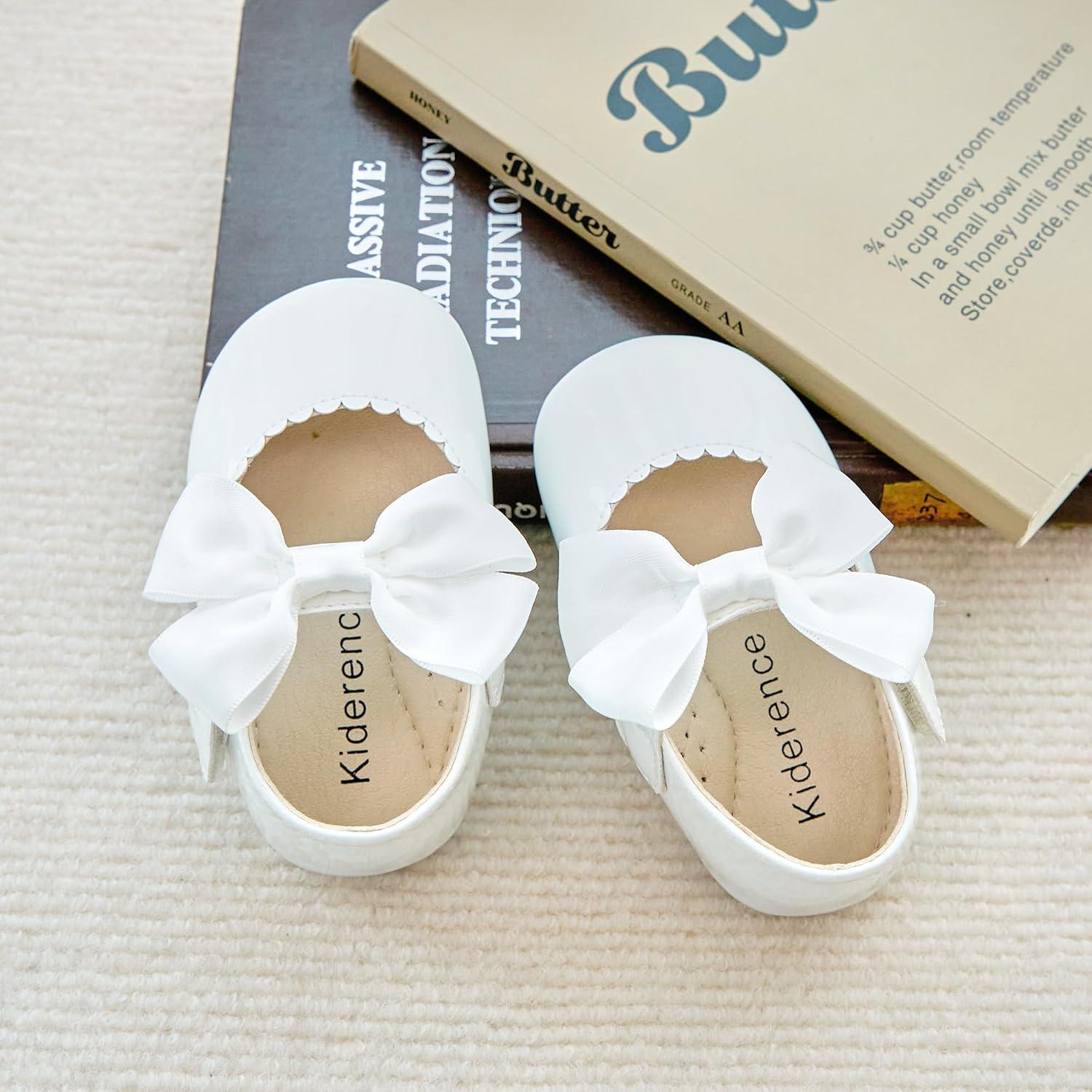 imageKiderence Baby Girls Prewalker Mary Jane Flats Bowknot Princess Dress Shoes InfantToddlerF6682 White
