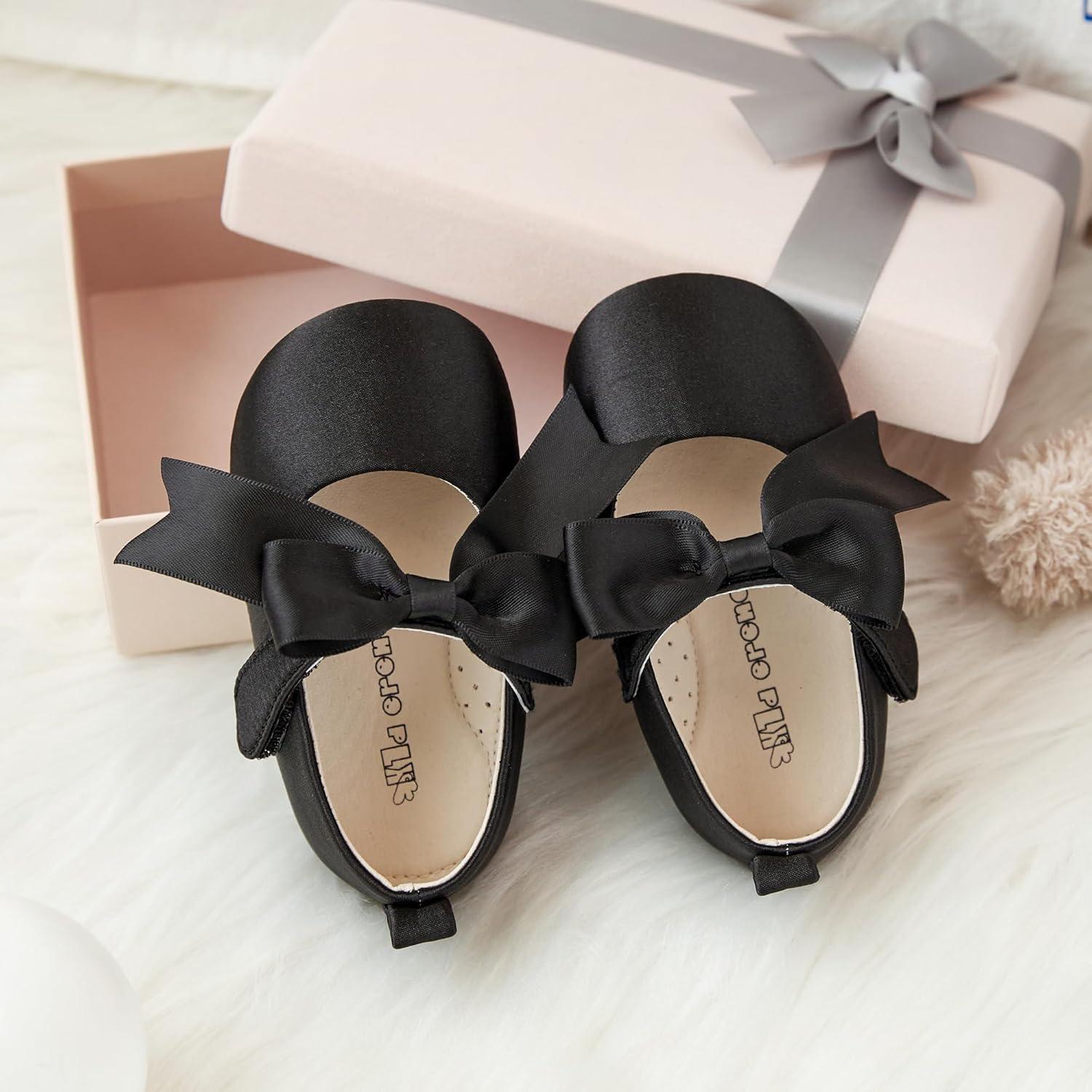 imageKiderence Baby Girls Prewalker Mary Jane Flats Bowknot Princess Dress Shoes InfantToddlerF6684 Black