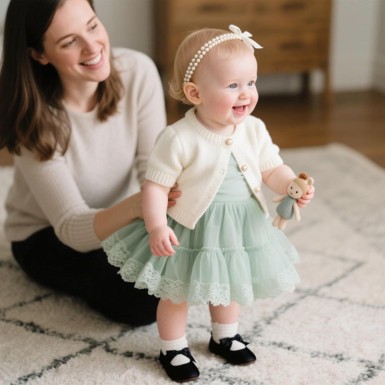 imageKiderence Baby Girls Prewalker Mary Jane Flats Bowknot Princess Dress Shoes InfantToddlerF6684 Black