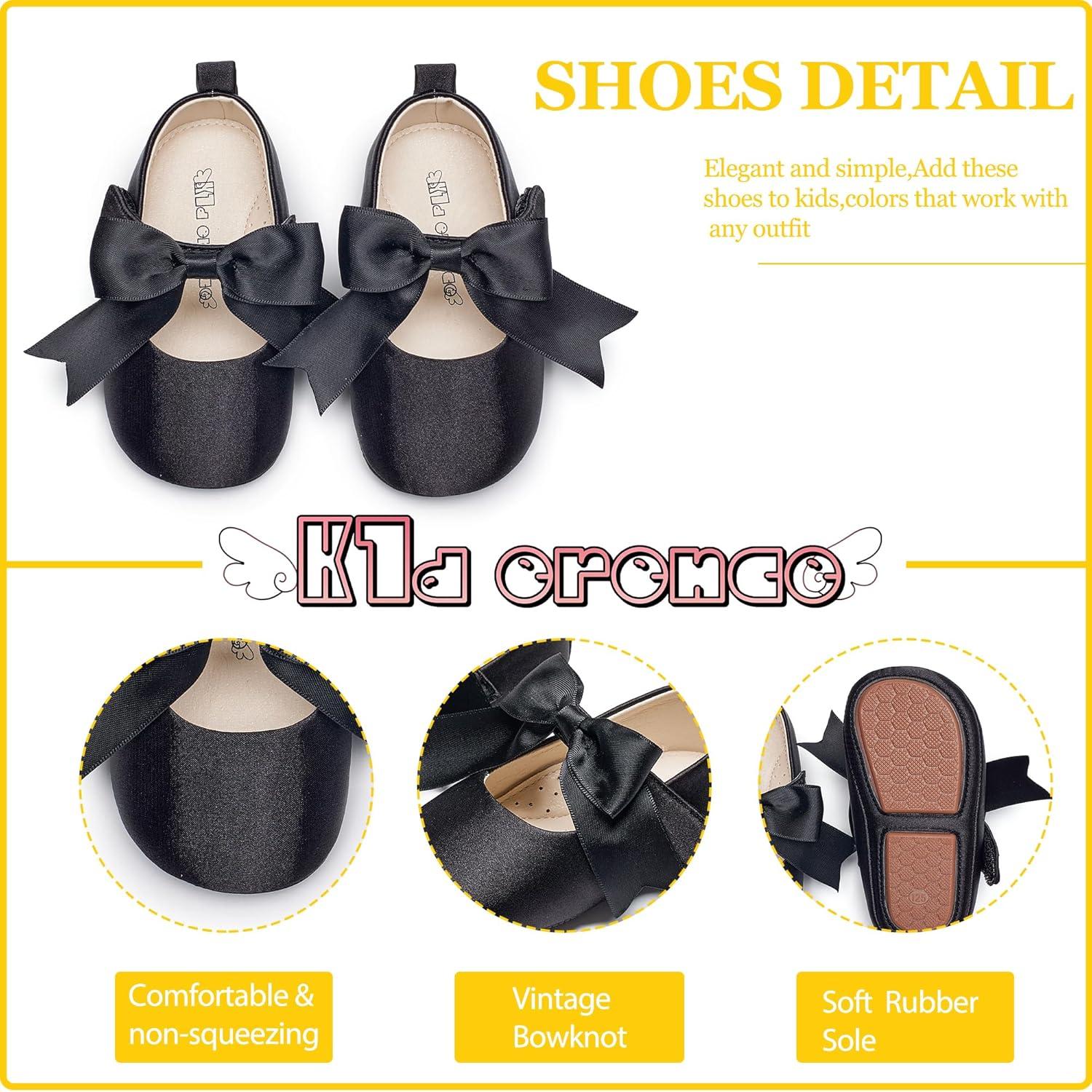 imageKiderence Baby Girls Prewalker Mary Jane Flats Bowknot Princess Dress Shoes InfantToddlerF6684 Black