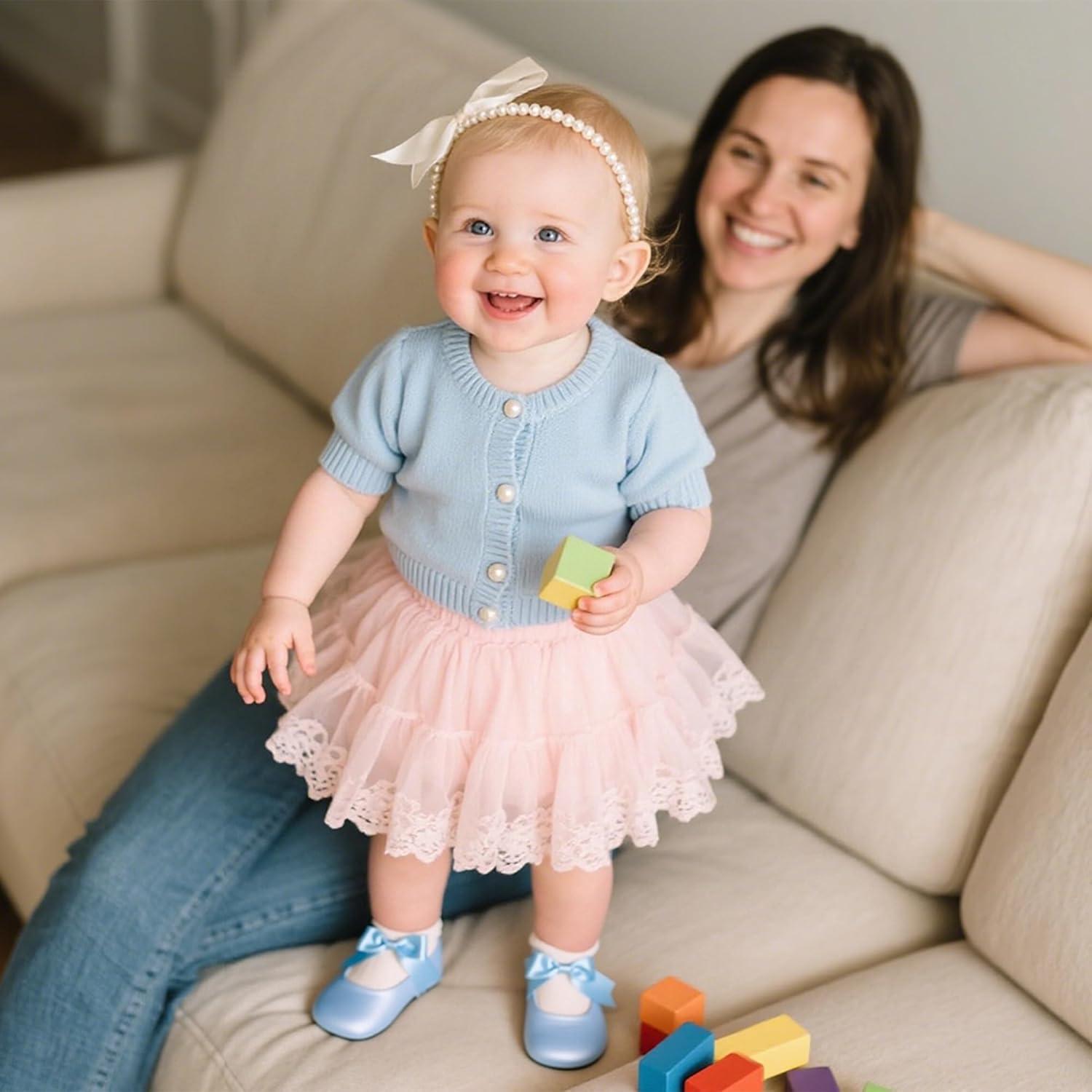 imageKiderence Baby Girls Prewalker Mary Jane Flats Bowknot Princess Dress Shoes InfantToddlerF6684 Blue