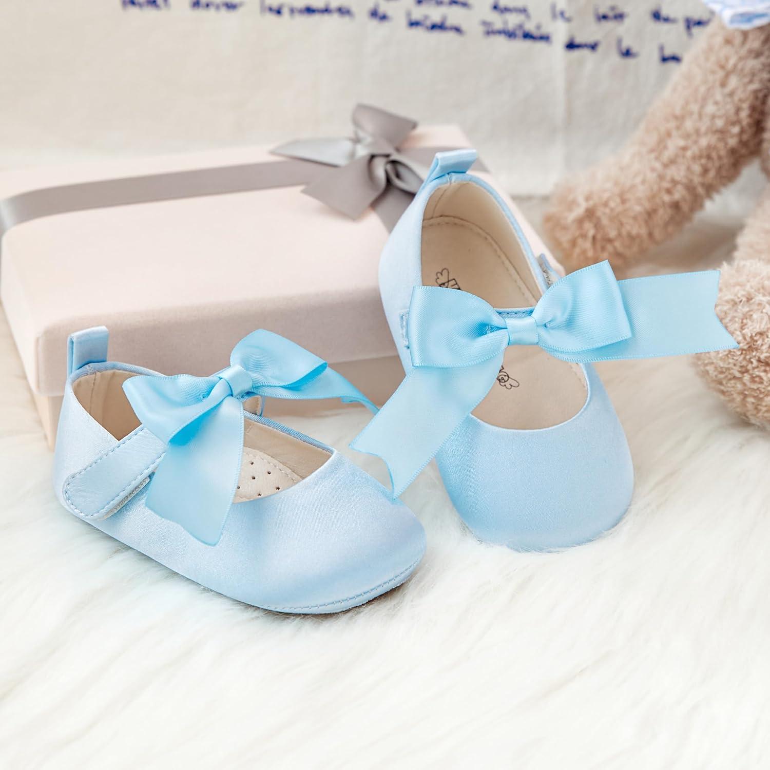 imageKiderence Baby Girls Prewalker Mary Jane Flats Bowknot Princess Dress Shoes InfantToddlerF6684 Blue