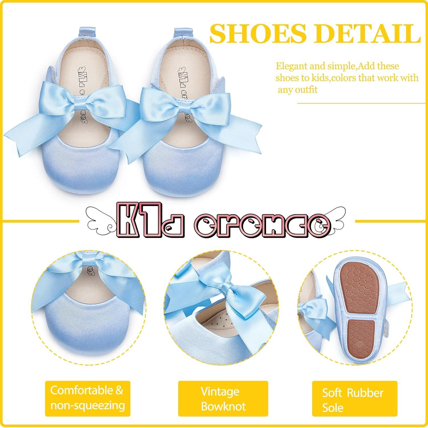 imageKiderence Baby Girls Prewalker Mary Jane Flats Bowknot Princess Dress Shoes InfantToddlerF6684 Blue