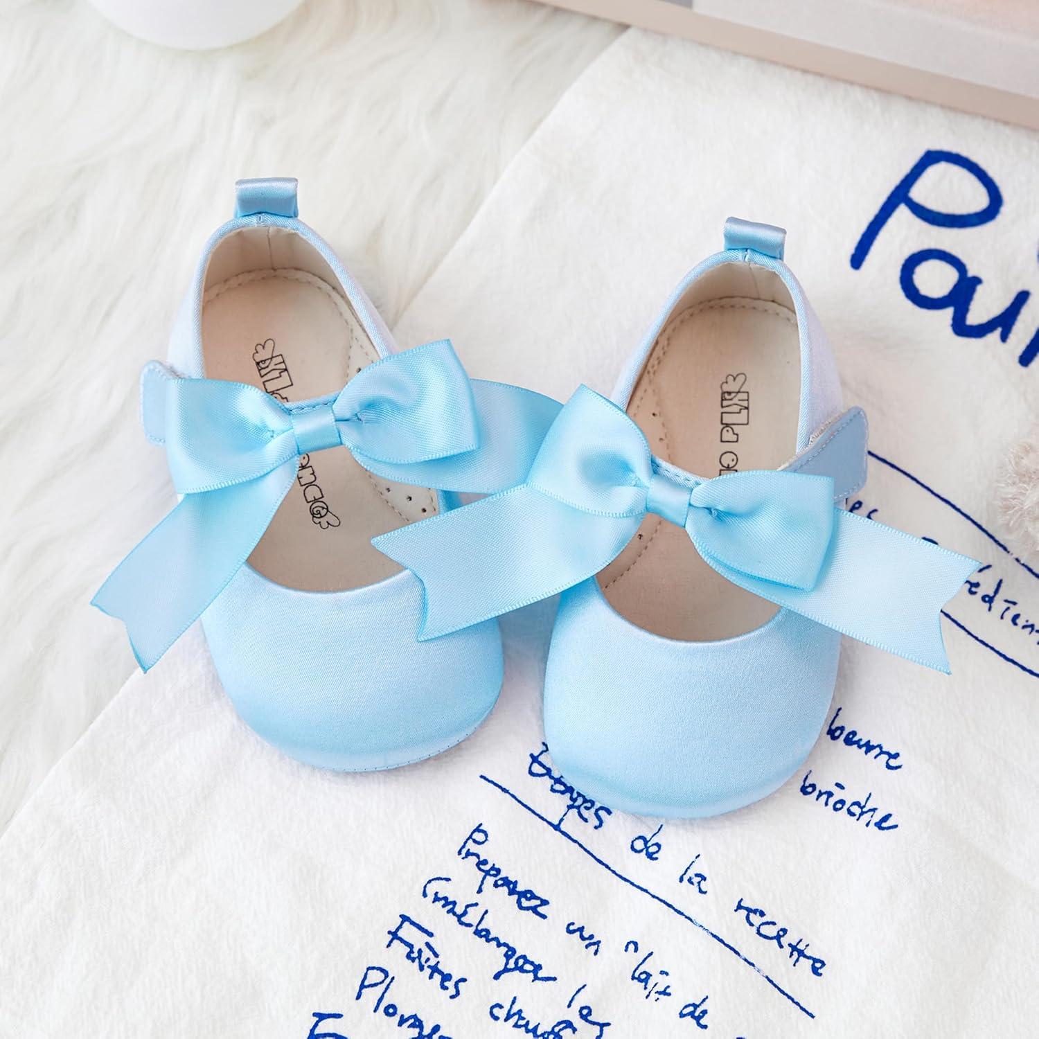 imageKiderence Baby Girls Prewalker Mary Jane Flats Bowknot Princess Dress Shoes InfantToddlerF6684 Blue