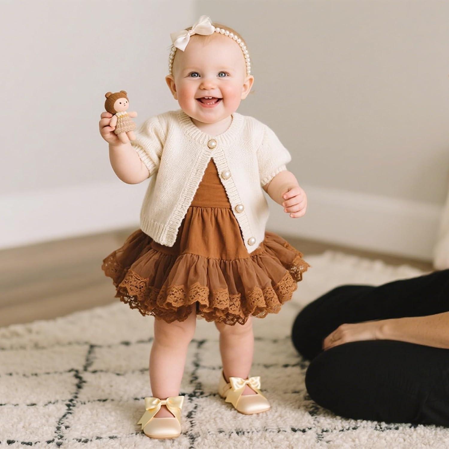 imageKiderence Baby Girls Prewalker Mary Jane Flats Bowknot Princess Dress Shoes InfantToddlerF6684 Gold