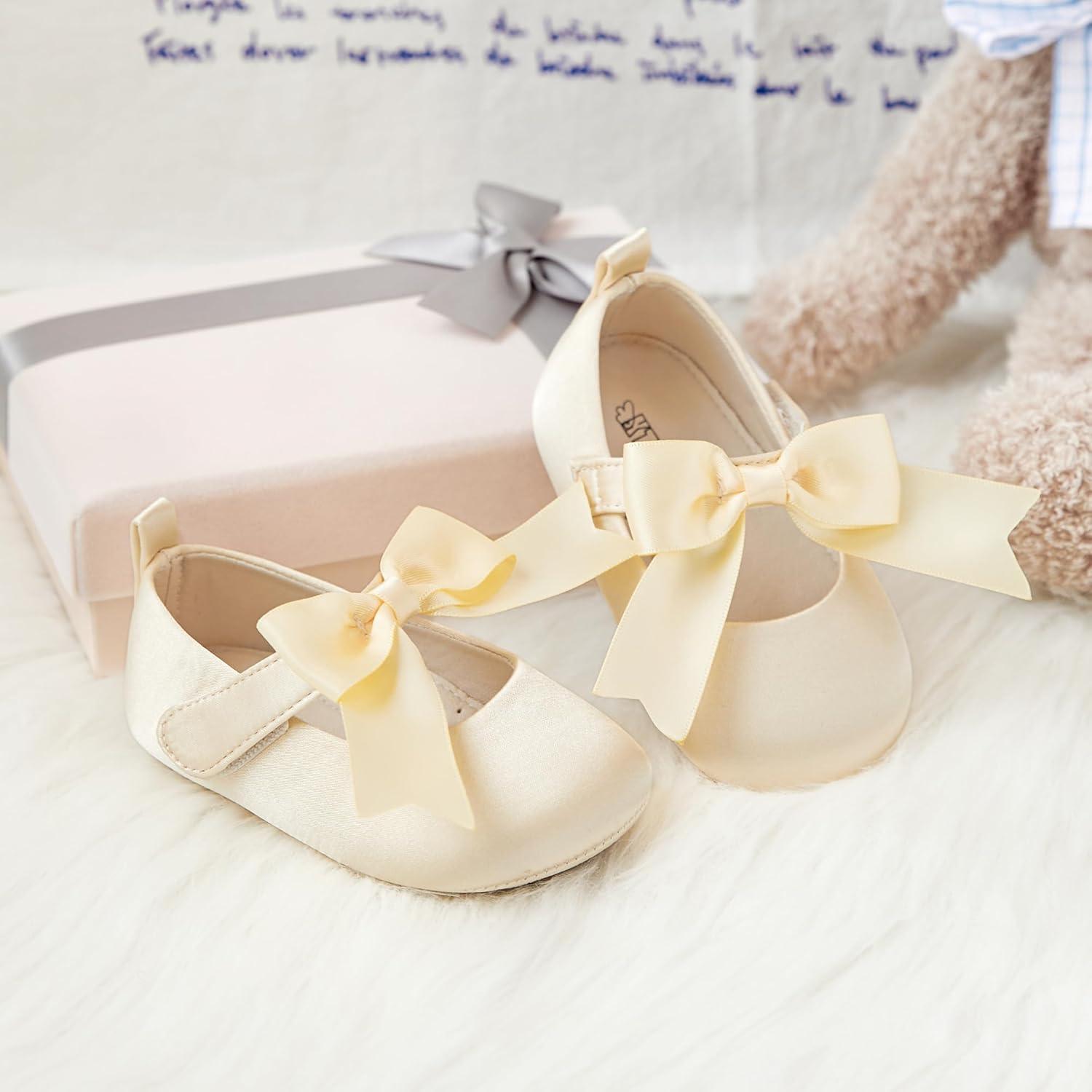 imageKiderence Baby Girls Prewalker Mary Jane Flats Bowknot Princess Dress Shoes InfantToddlerF6684 Gold
