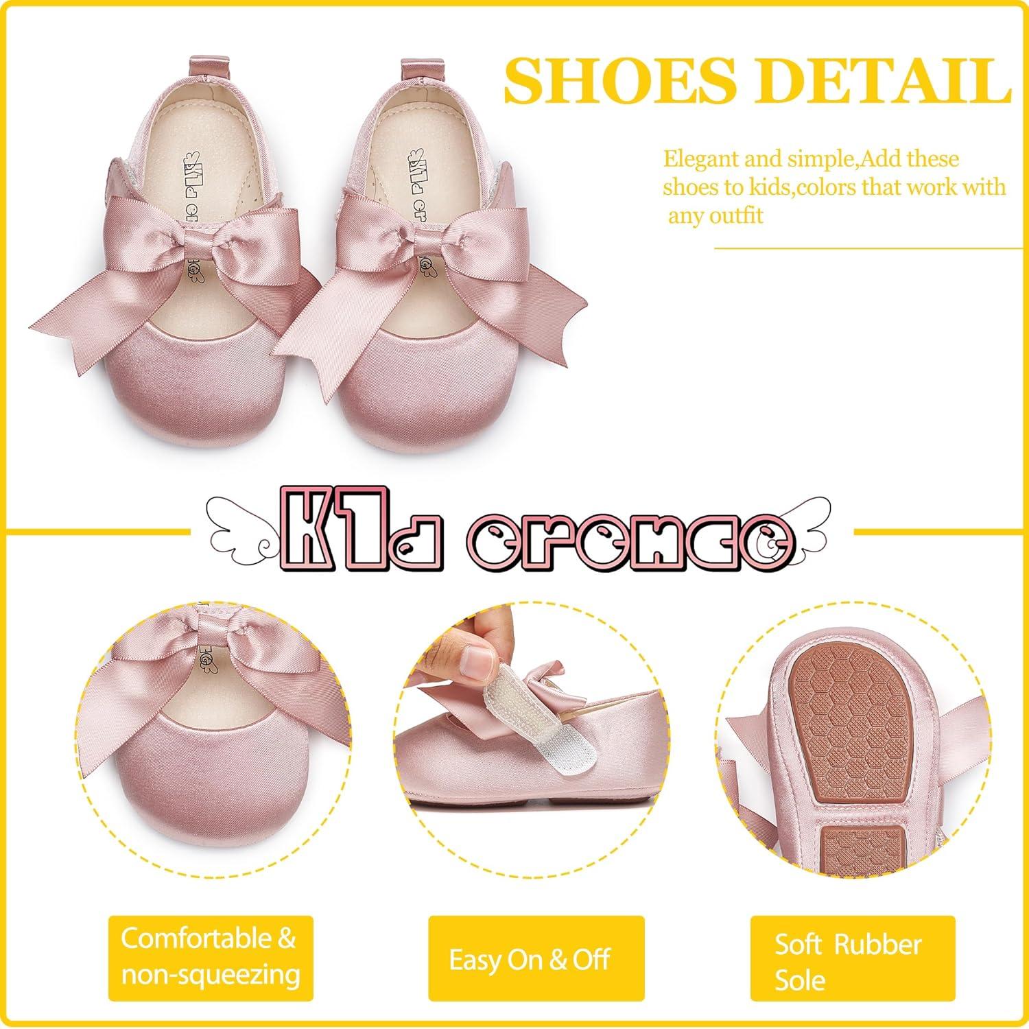 imageKiderence Baby Girls Prewalker Mary Jane Flats Bowknot Princess Dress Shoes InfantToddlerF6684 Pink