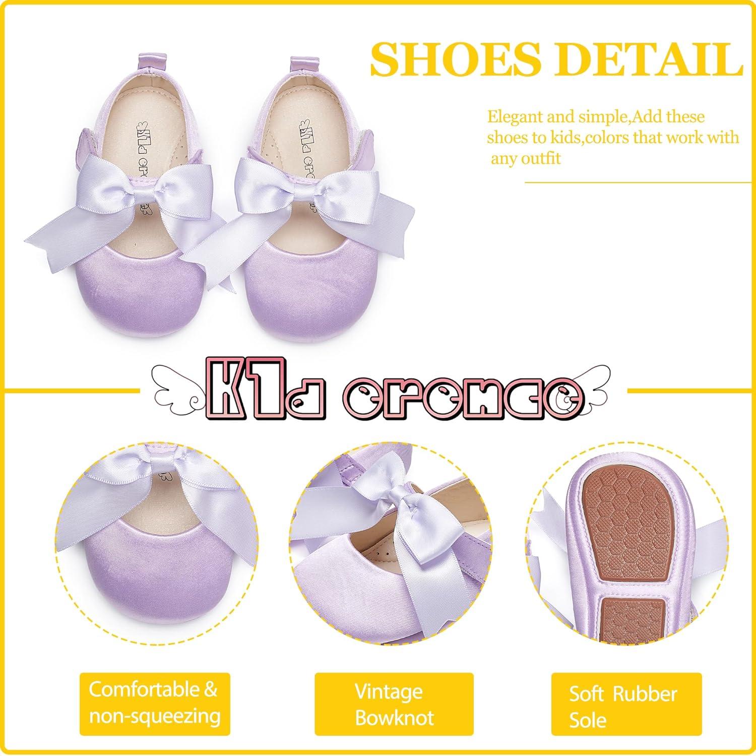 imageKiderence Baby Girls Prewalker Mary Jane Flats Bowknot Princess Dress Shoes InfantToddlerF6684 Purple