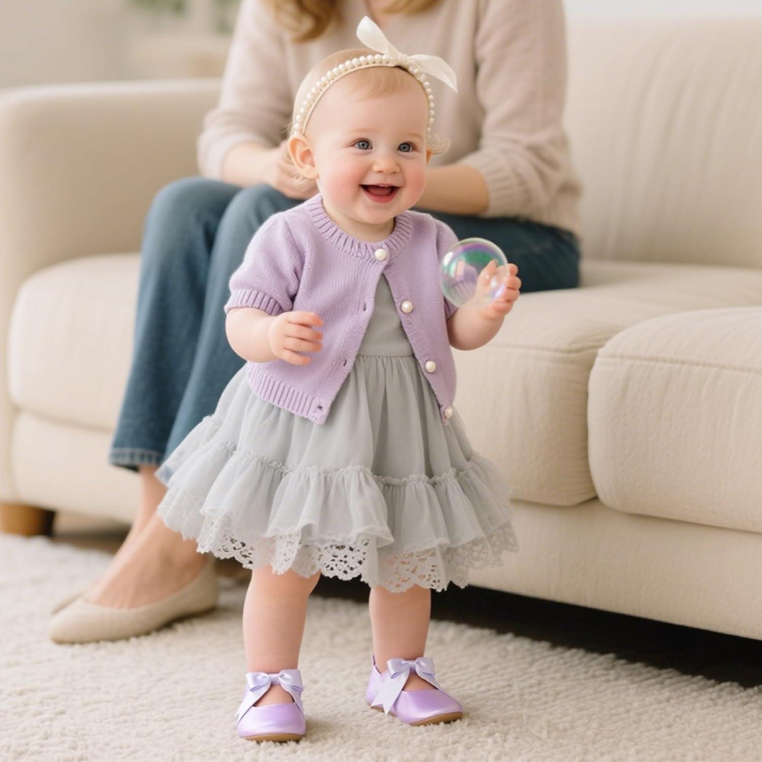 imageKiderence Baby Girls Prewalker Mary Jane Flats Bowknot Princess Dress Shoes InfantToddlerF6684 Purple