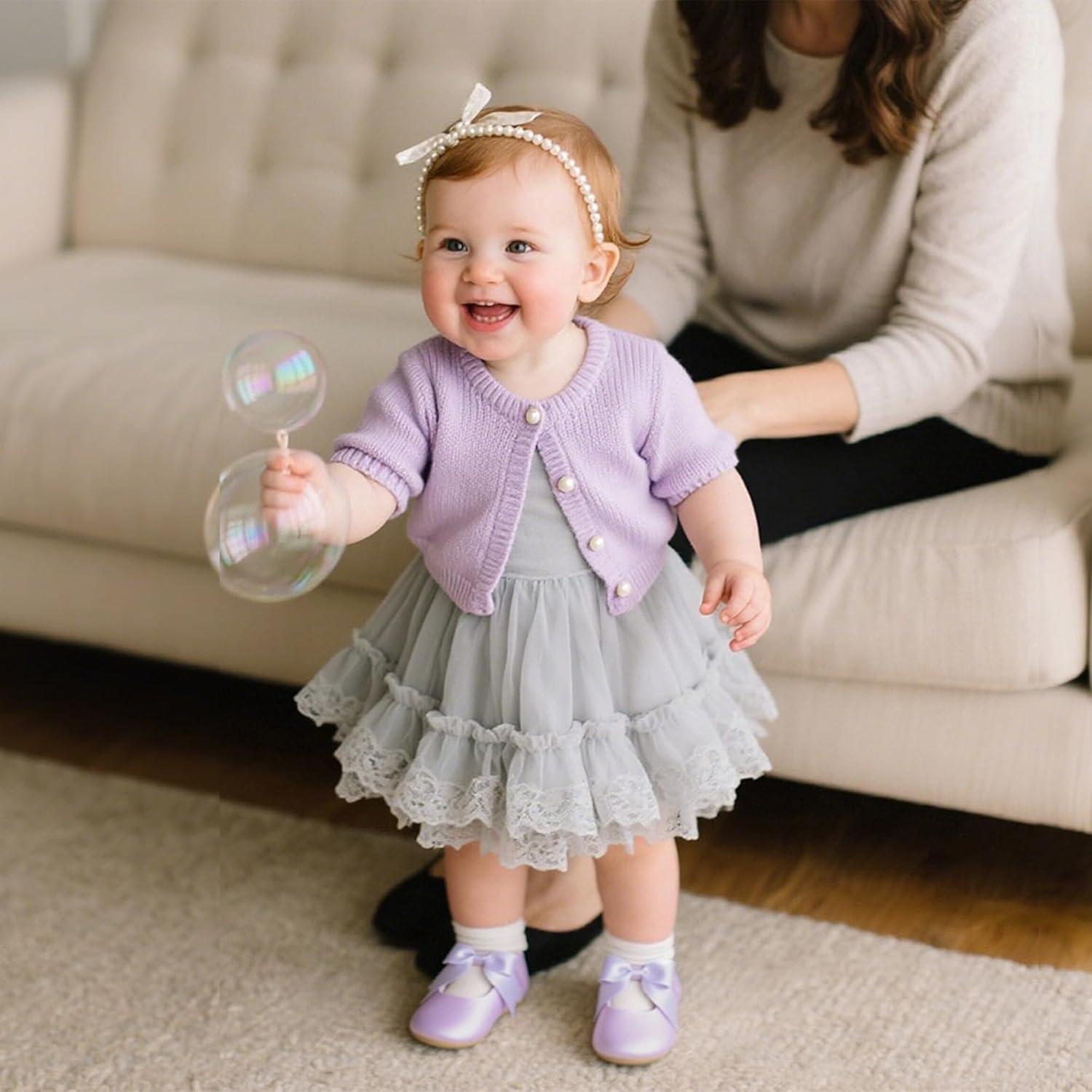 imageKiderence Baby Girls Prewalker Mary Jane Flats Bowknot Princess Dress Shoes InfantToddlerF6684 Purple