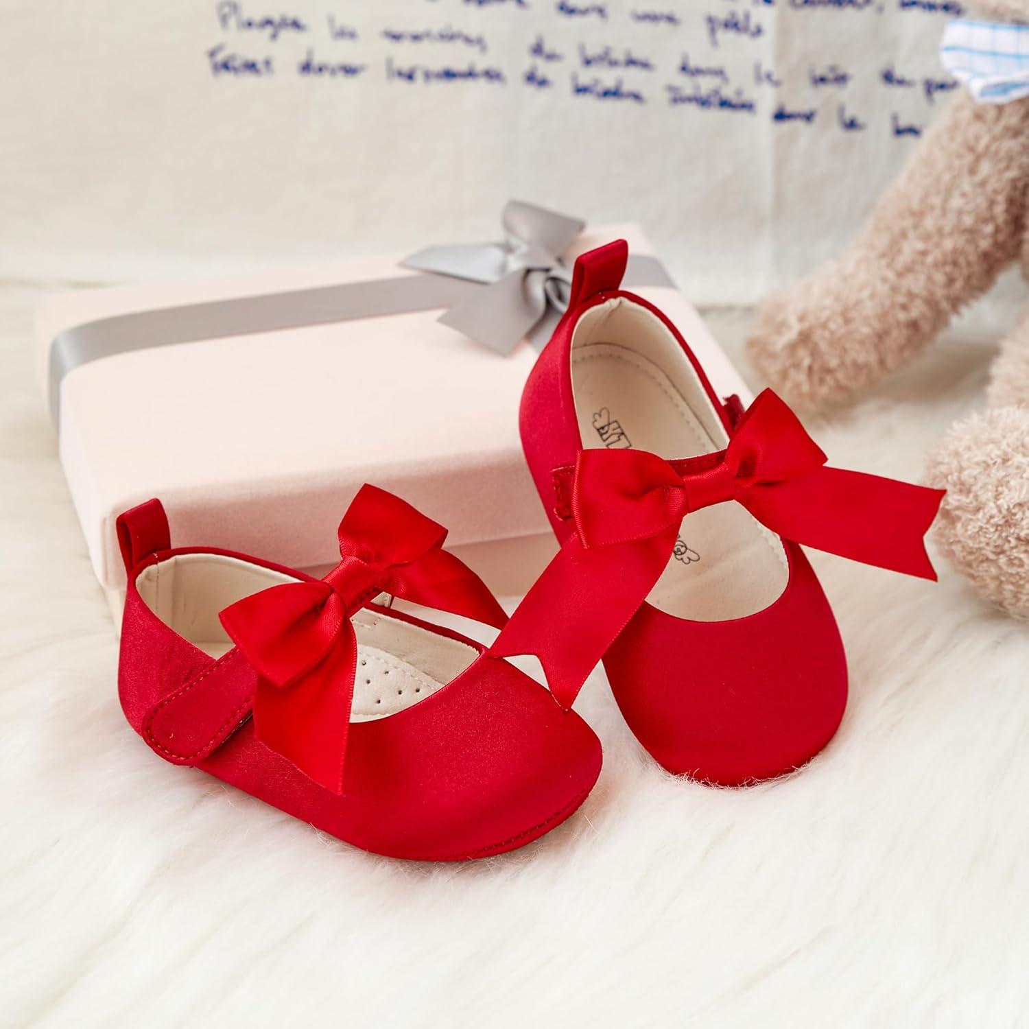 imageKiderence Baby Girls Prewalker Mary Jane Flats Bowknot Princess Dress Shoes InfantToddlerF6684 Red