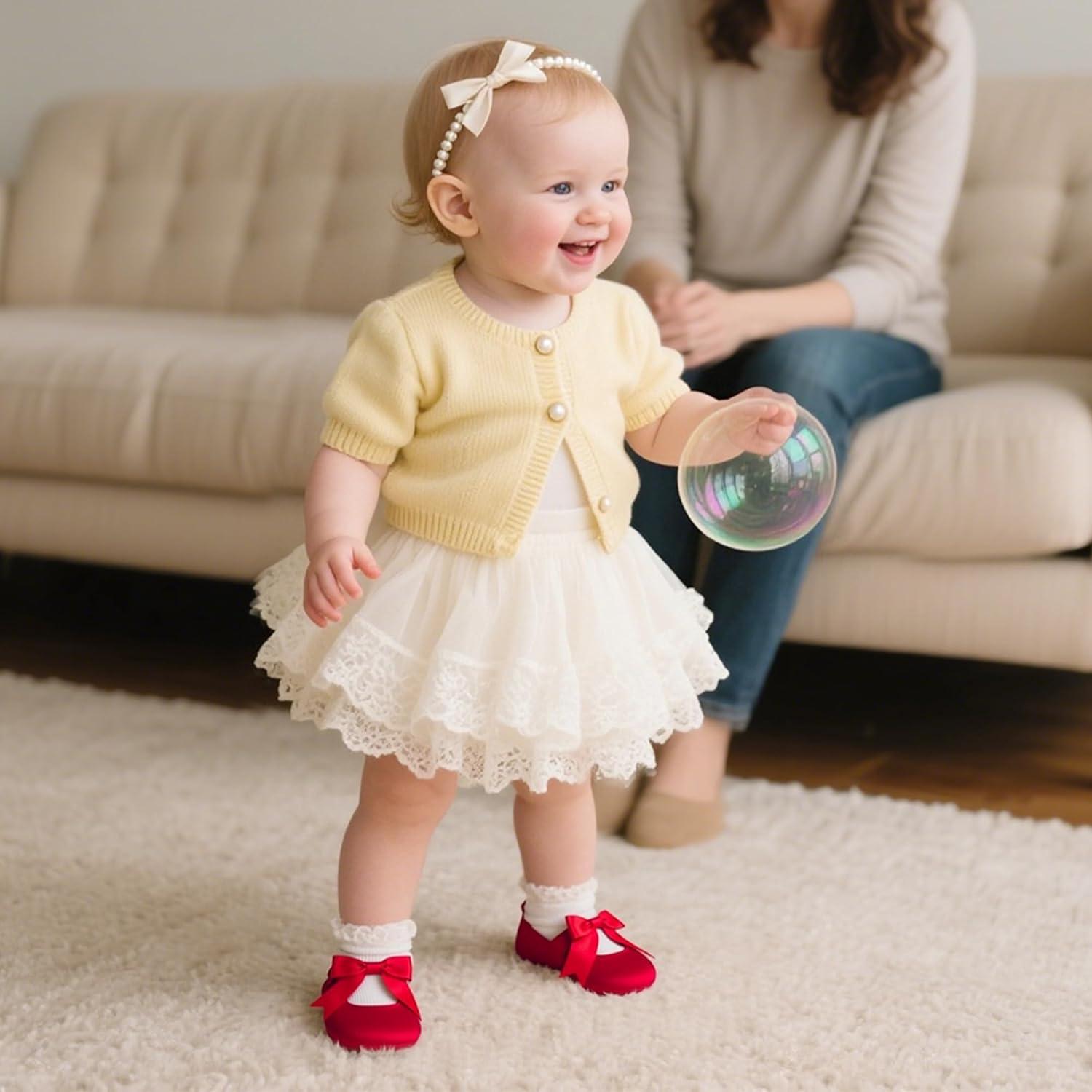 imageKiderence Baby Girls Prewalker Mary Jane Flats Bowknot Princess Dress Shoes InfantToddlerF6684 Red