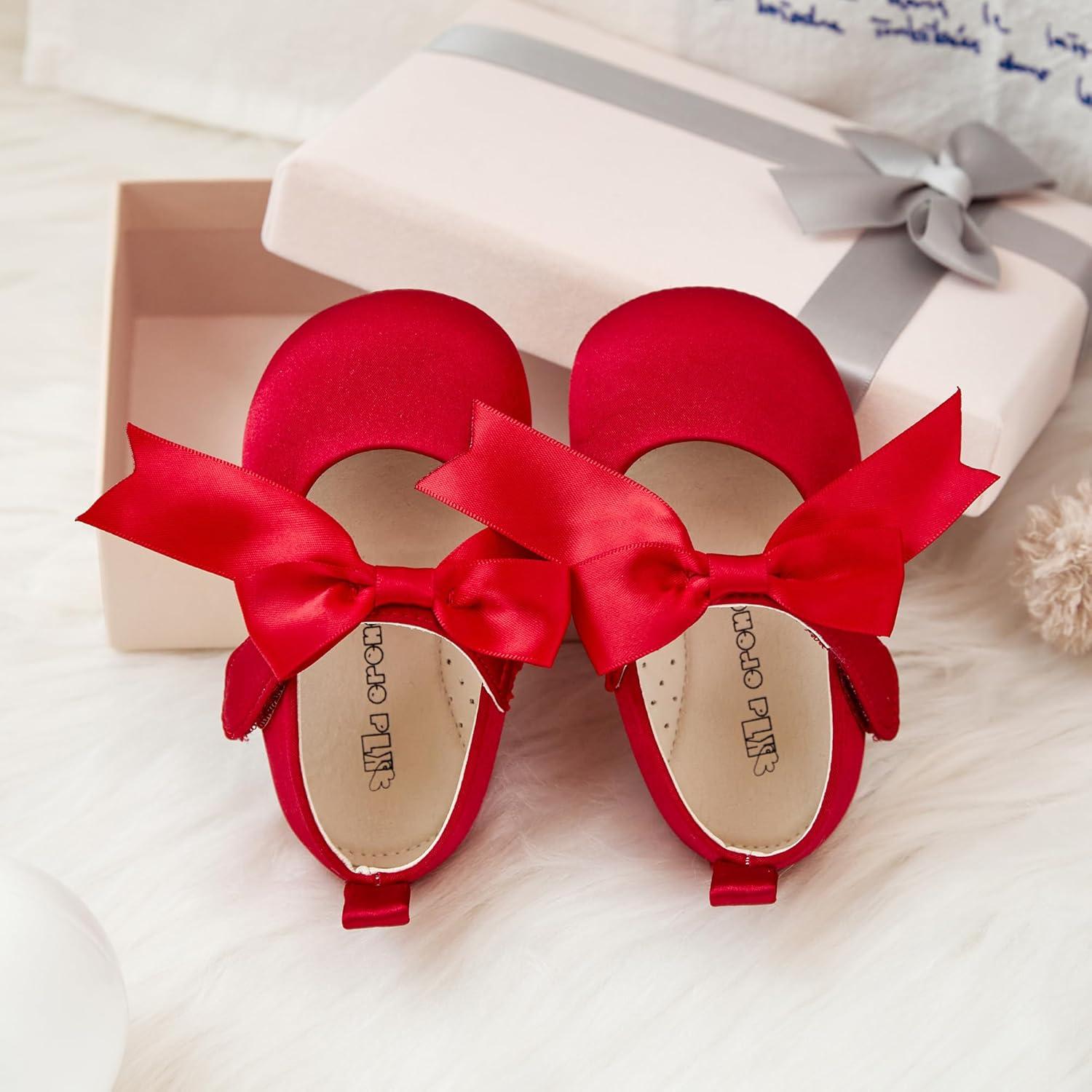 imageKiderence Baby Girls Prewalker Mary Jane Flats Bowknot Princess Dress Shoes InfantToddlerF6684 Red