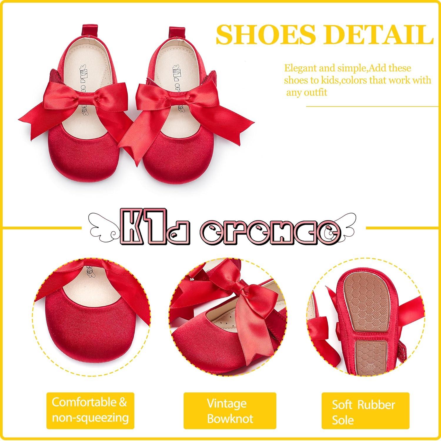 imageKiderence Baby Girls Prewalker Mary Jane Flats Bowknot Princess Dress Shoes InfantToddlerF6684 Red