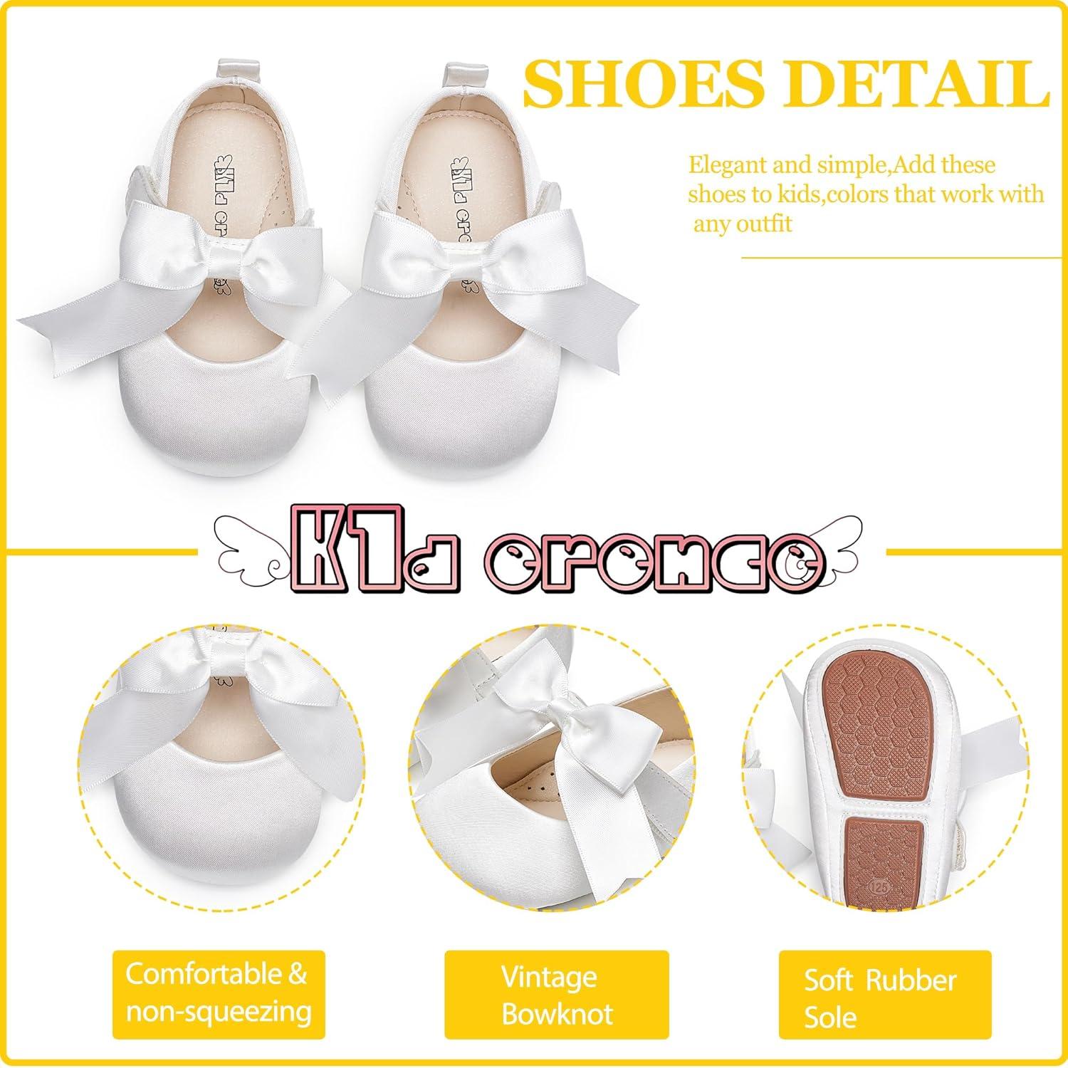 imageKiderence Baby Girls Prewalker Mary Jane Flats Bowknot Princess Dress Shoes InfantToddlerF6684 White