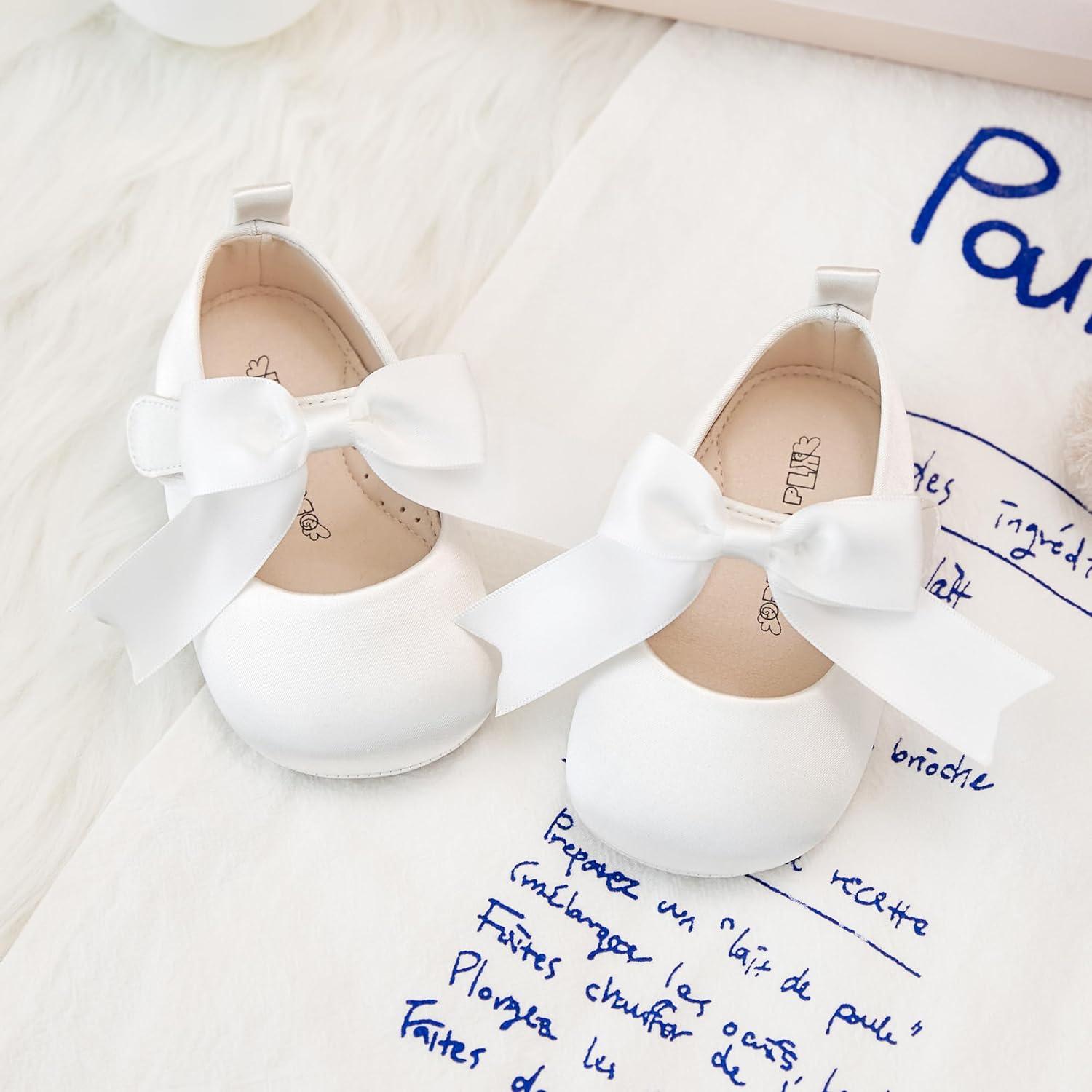 imageKiderence Baby Girls Prewalker Mary Jane Flats Bowknot Princess Dress Shoes InfantToddlerF6684 White