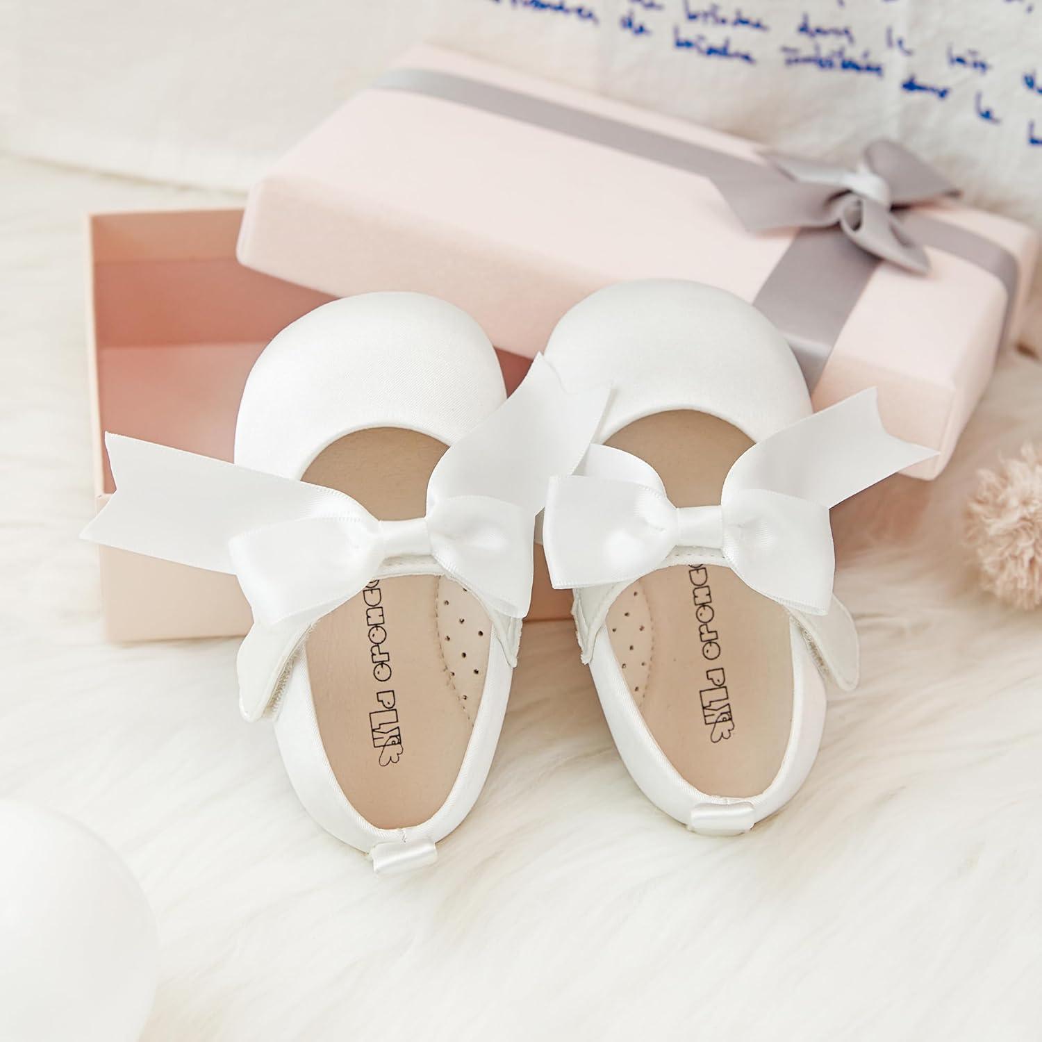 imageKiderence Baby Girls Prewalker Mary Jane Flats Bowknot Princess Dress Shoes InfantToddlerF6684 White