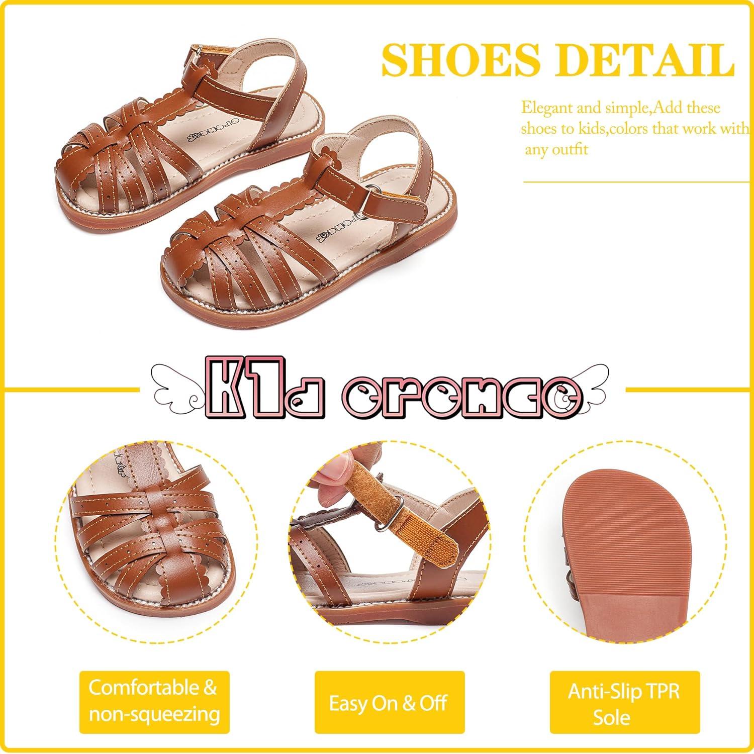 imageKiderence Toddler Girls Sandals Little Girls Kids Summer Shoes Toddler Sandals9733 Brown