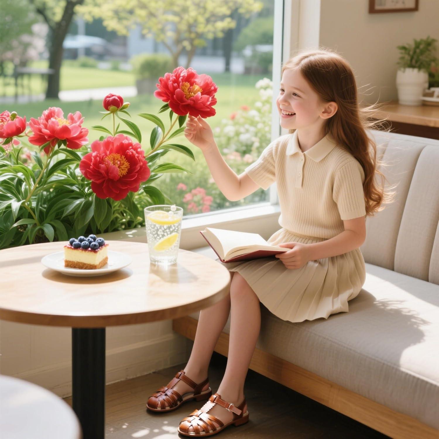 imageKiderence Toddler Girls Sandals Little Girls Kids Summer Shoes Toddler Sandals9733 Brown