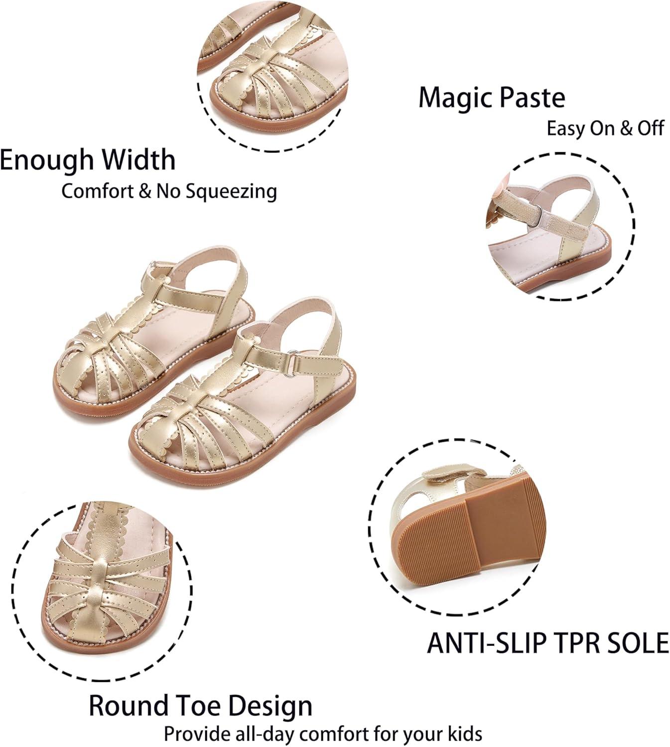 imageKiderence Toddler Girls Sandals Little Girls Kids Summer Shoes Toddler Sandals9733 Gold