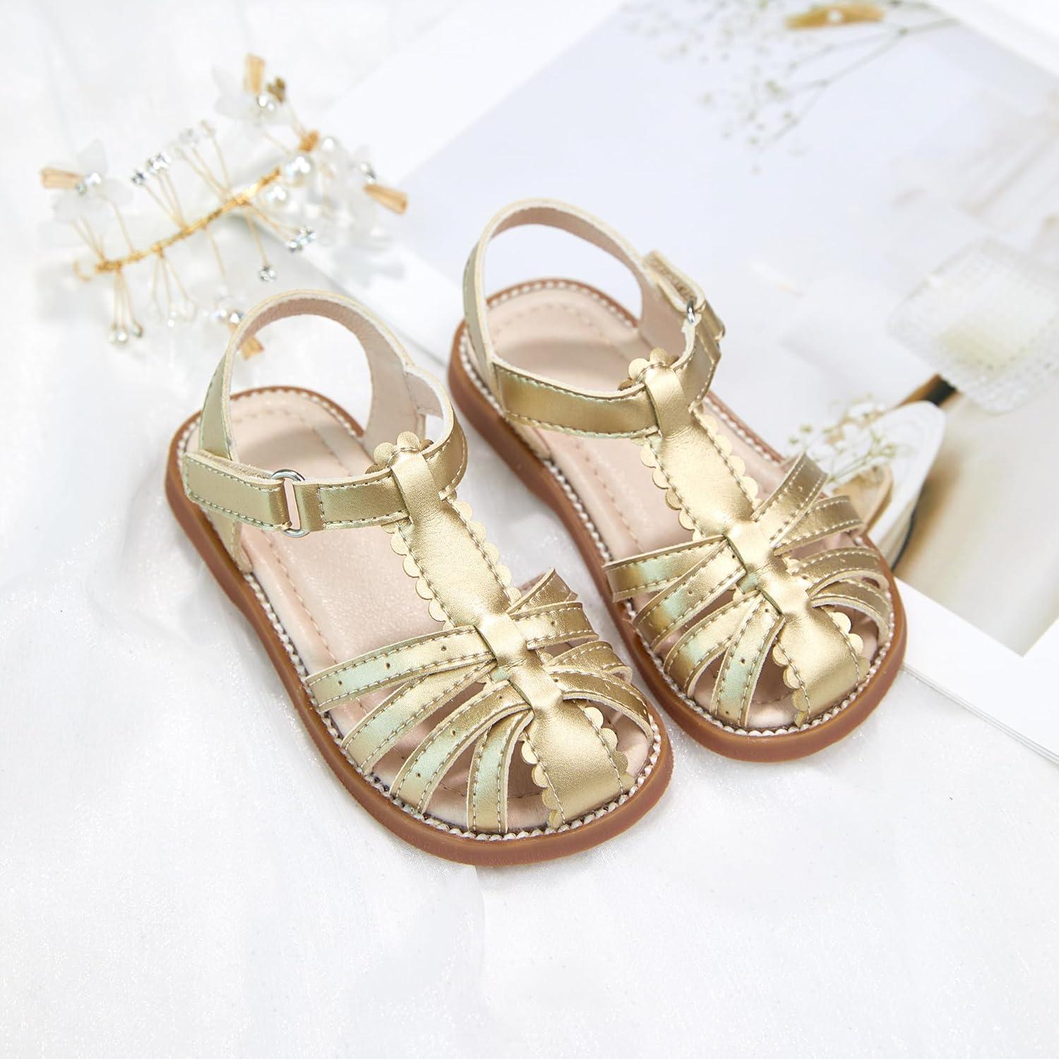 imageKiderence Toddler Girls Sandals Little Girls Kids Summer Shoes Toddler Sandals9733 Gold