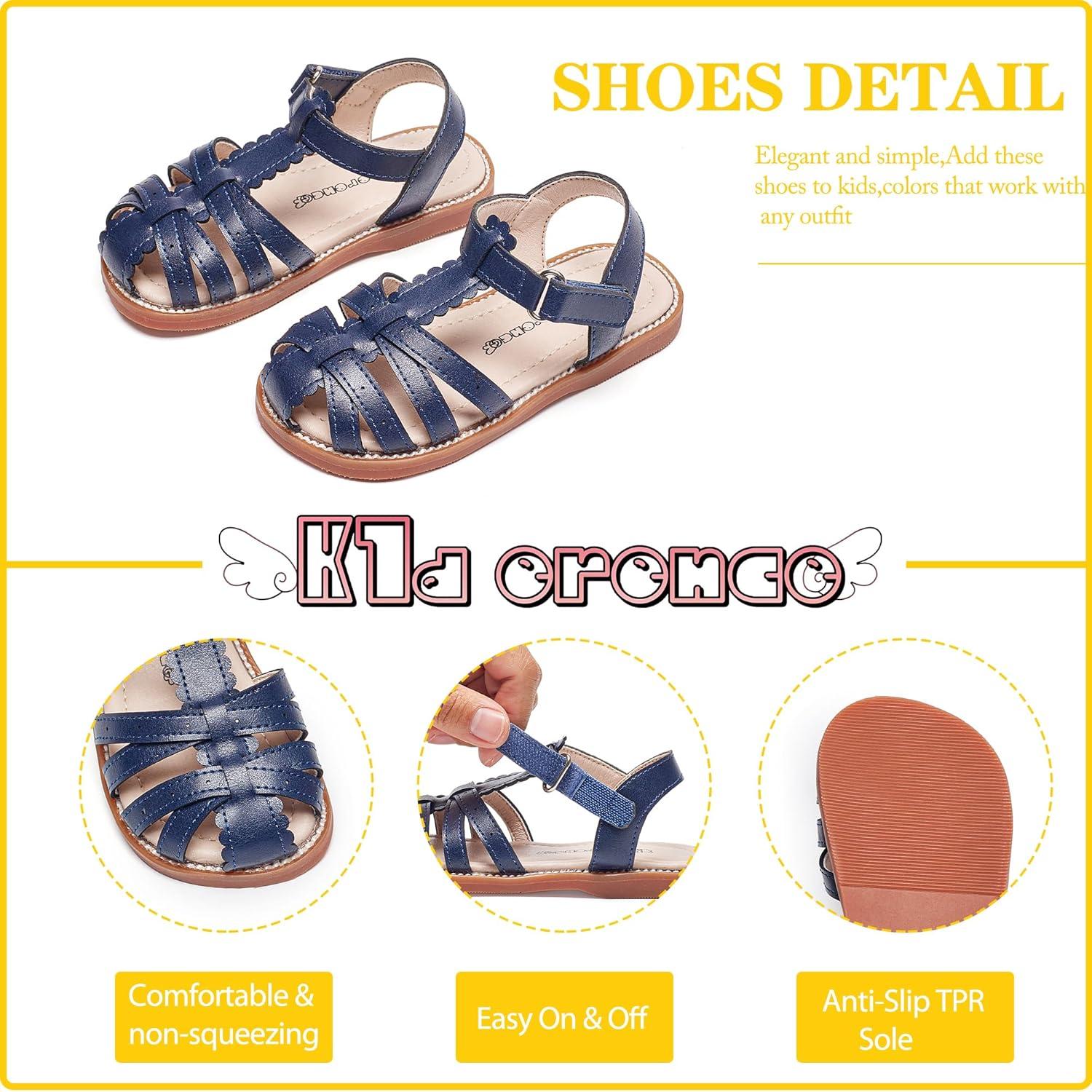 imageKiderence Toddler Girls Sandals Little Girls Kids Summer Shoes Toddler Sandals9733 Navy Blue