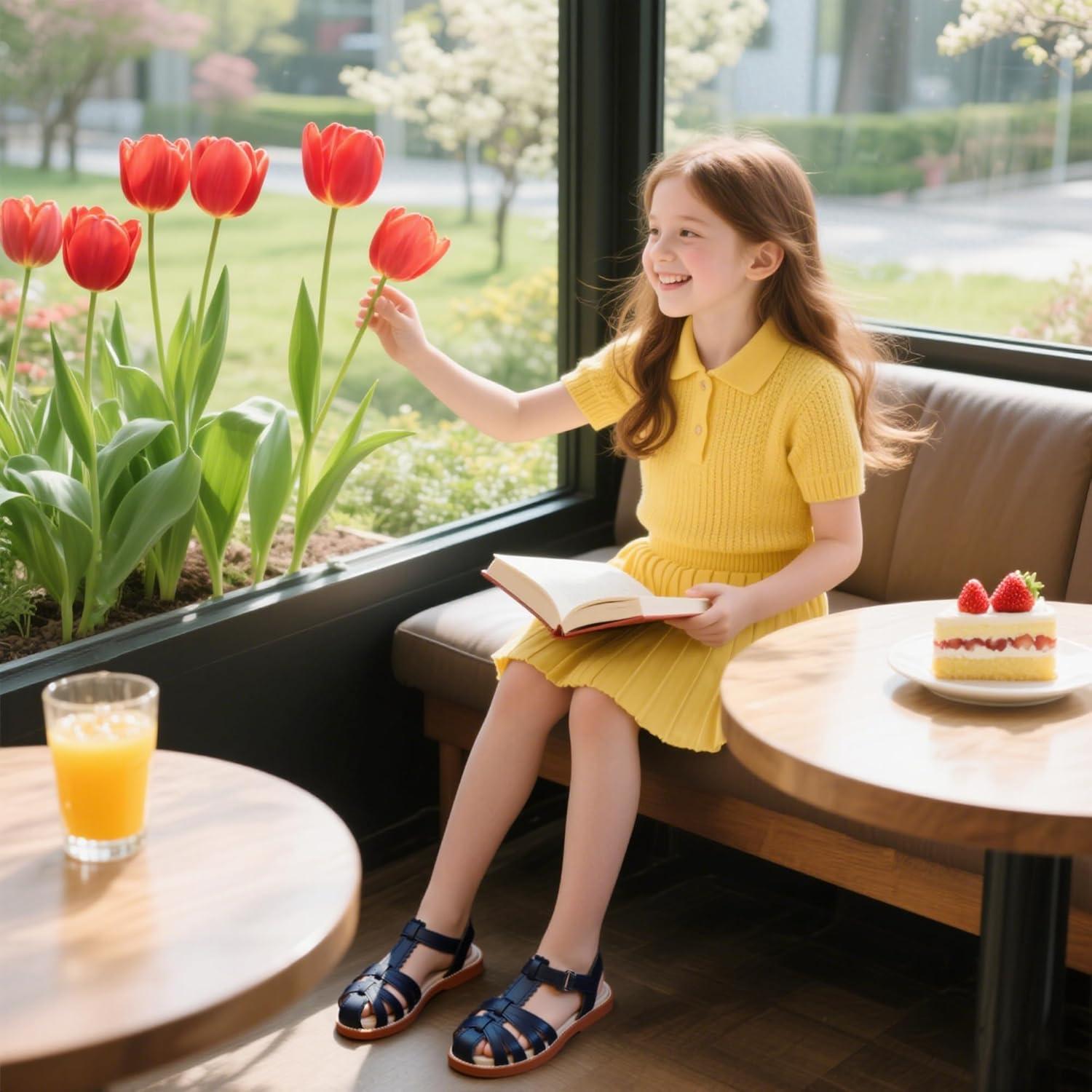 imageKiderence Toddler Girls Sandals Little Girls Kids Summer Shoes Toddler Sandals9733 Navy Blue