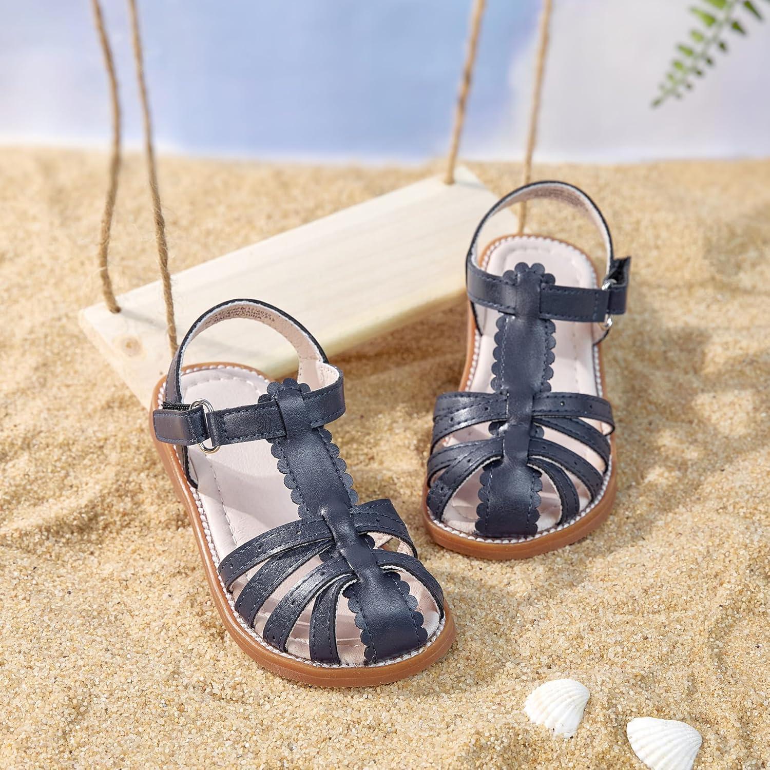 imageKiderence Toddler Girls Sandals Little Girls Kids Summer Shoes Toddler Sandals9733 Navy Blue