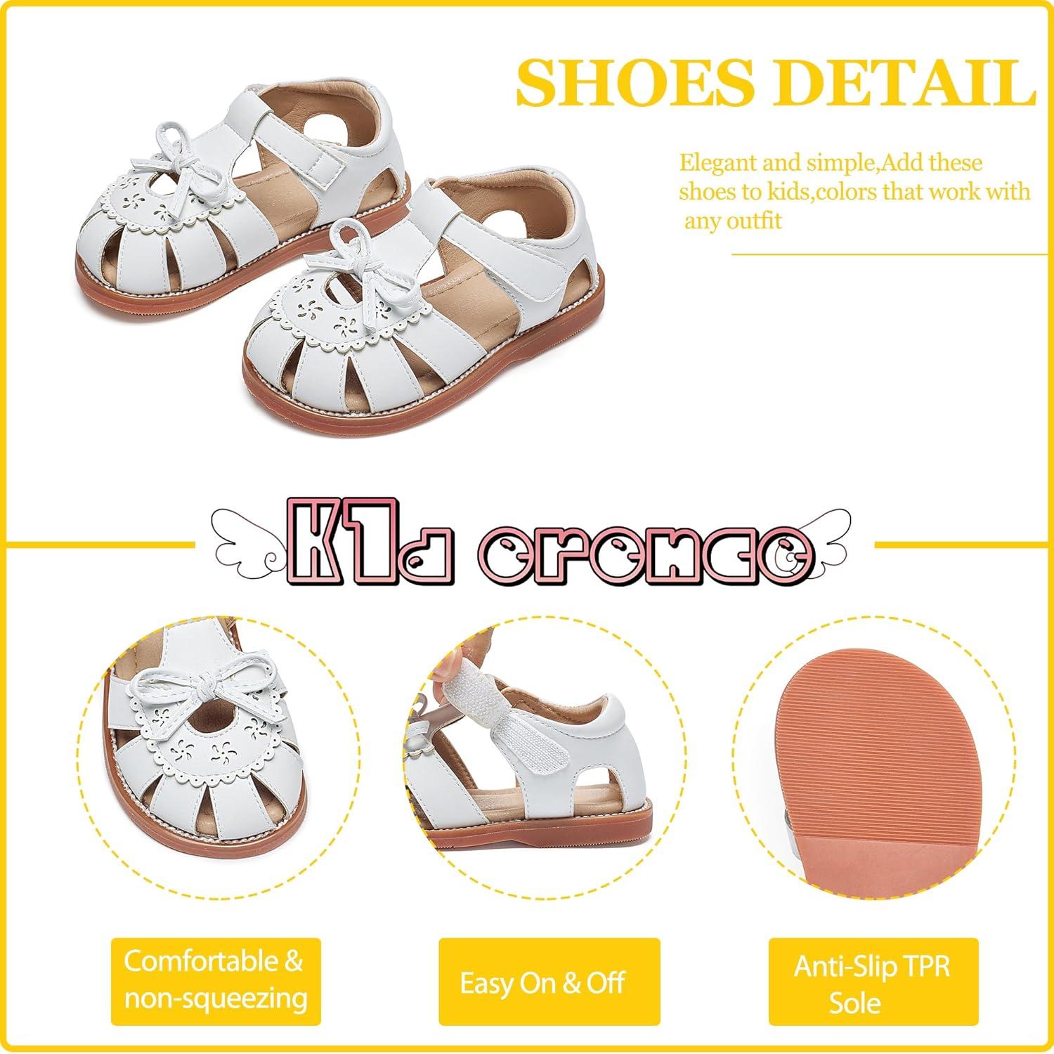 imageKiderence Toddler Girls Sandals Little Girls Kids Summer Shoes Toddler SandalsCk524 White