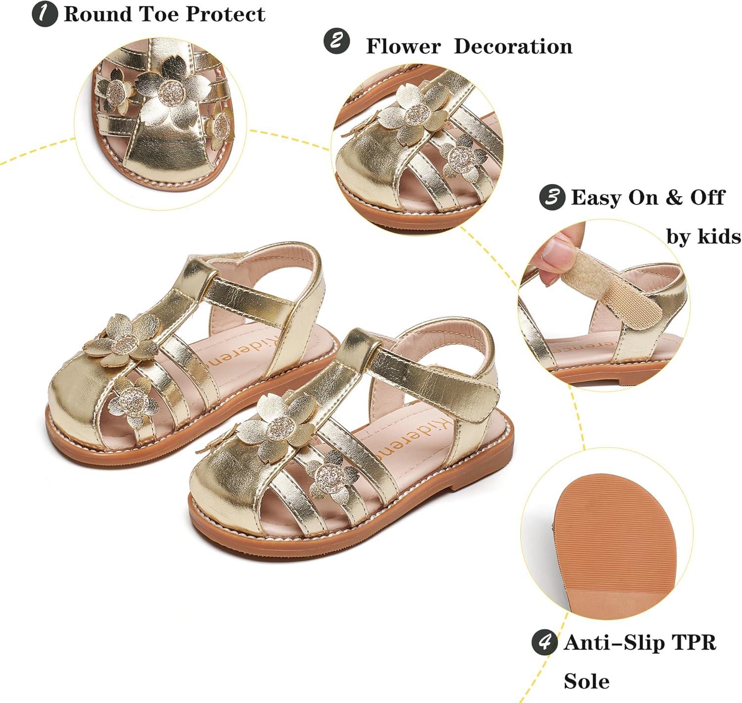 imageKiderence Toddler Girls Sandals Little Girls Kids Summer Shoes Toddler SandalsCk531 Gold