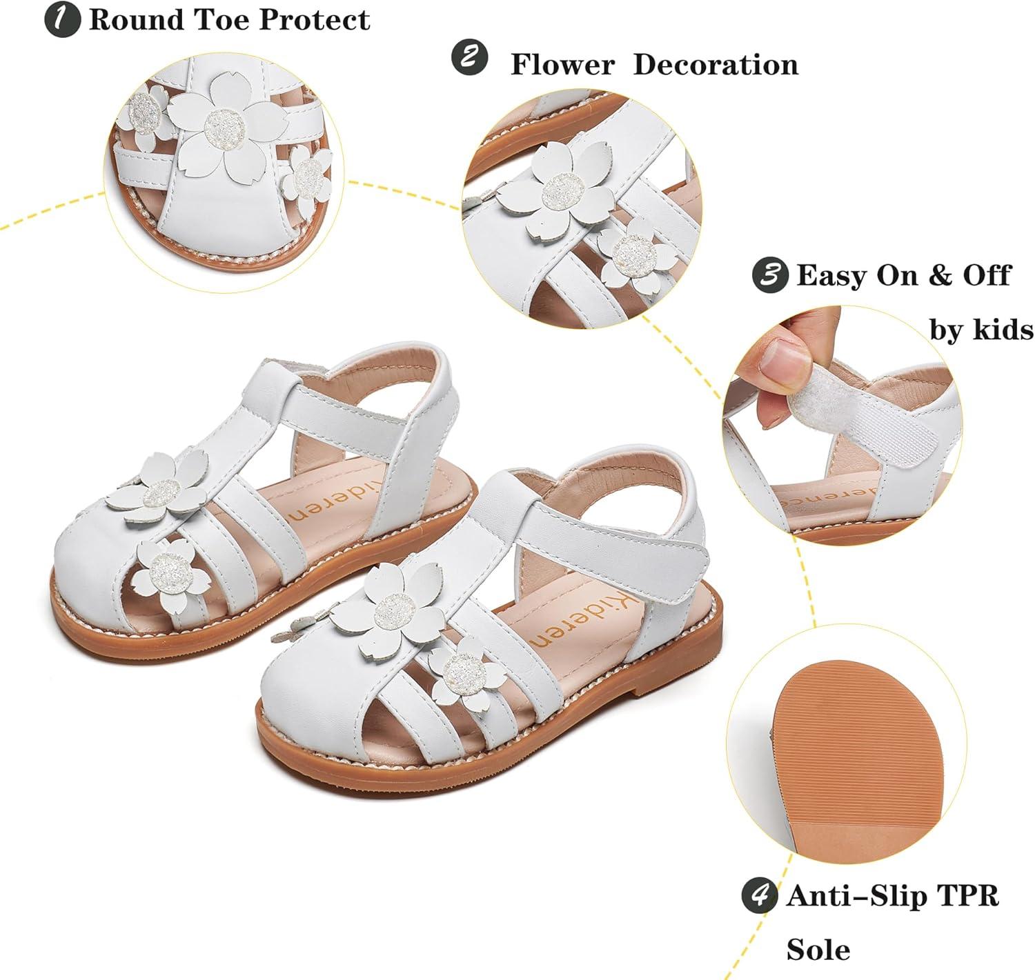 imageKiderence Toddler Girls Sandals Little Girls Kids Summer Shoes Toddler SandalsCk531 White