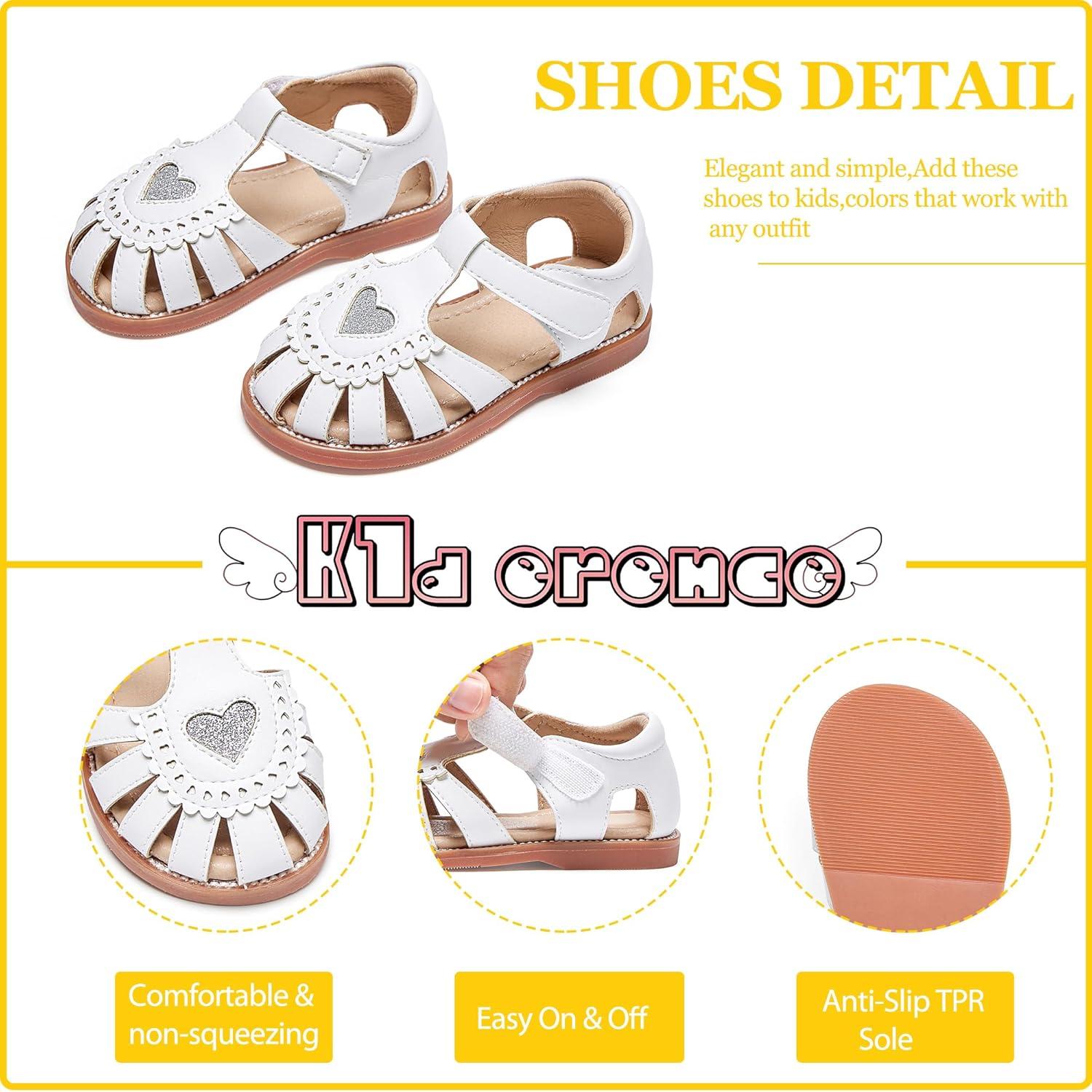 imageKiderence Toddler Girls Sandals Little Girls Kids Summer Shoes Toddler SandalsCk534 White