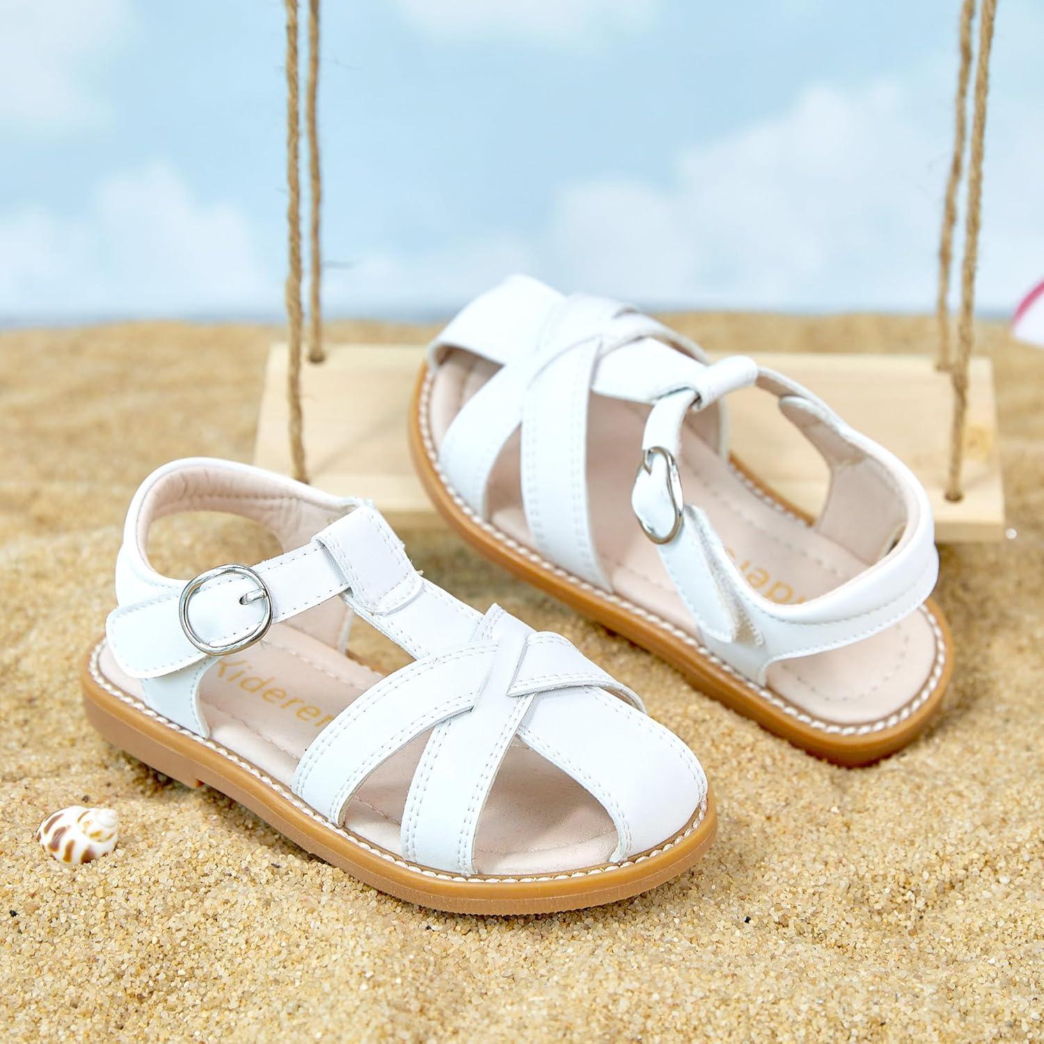 imageKiderence Toddler Girls Sandals Little Girls Kids Summer Shoes Toddler SandalsCk934 White