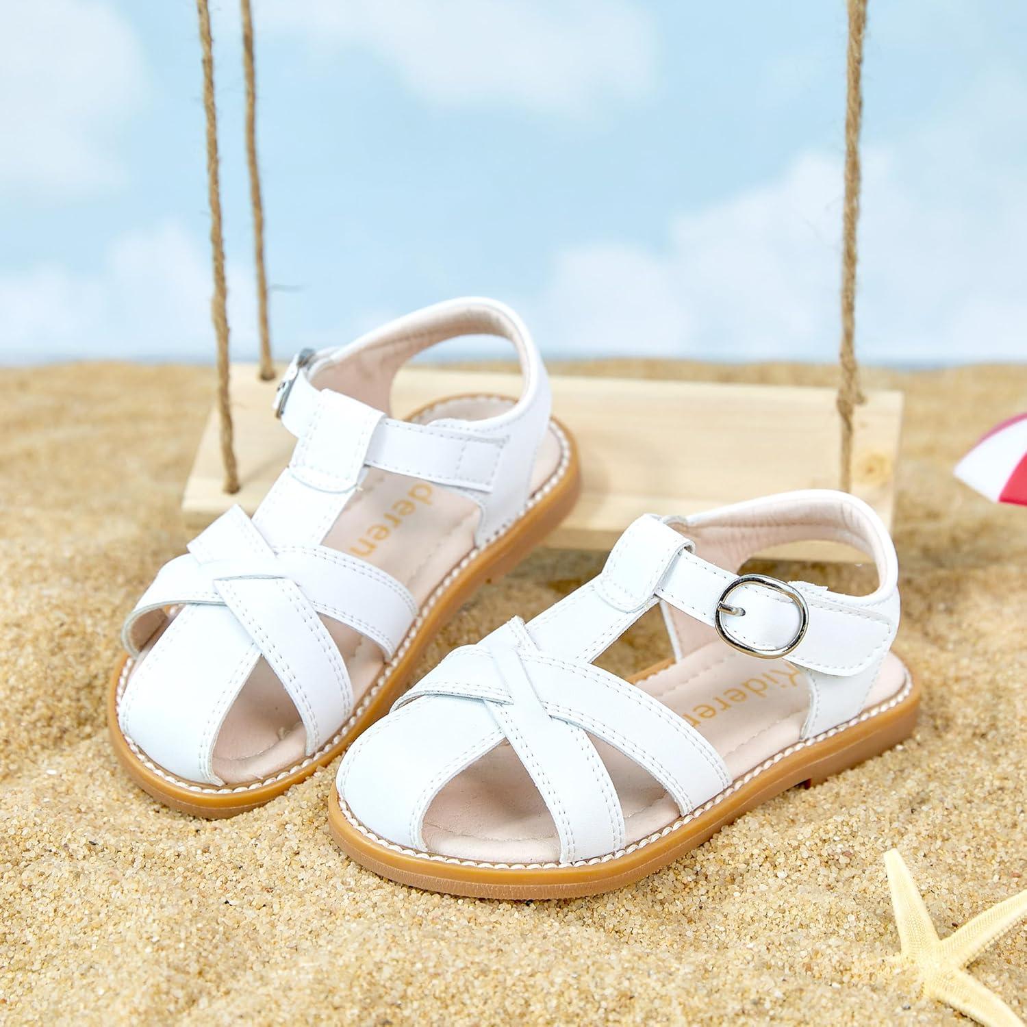 imageKiderence Toddler Girls Sandals Little Girls Kids Summer Shoes Toddler SandalsCk934 White