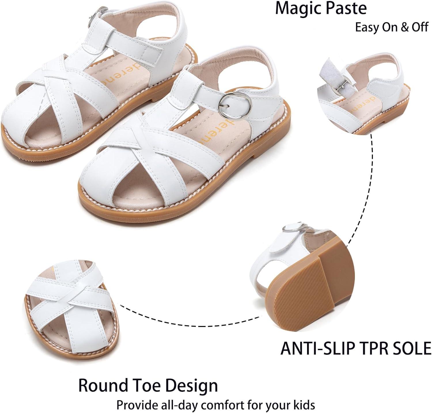 imageKiderence Toddler Girls Sandals Little Girls Kids Summer Shoes Toddler SandalsCk934 White