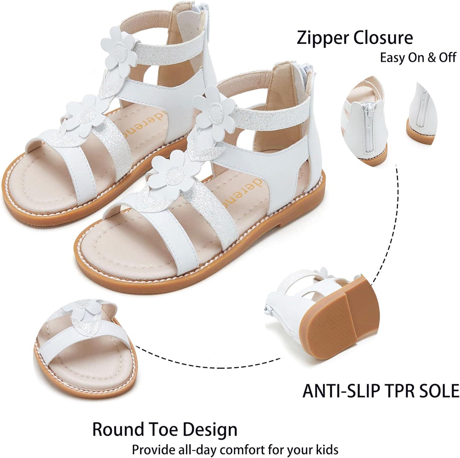 imageKiderence Toddler Girls Sandals Little Girls Kids Summer Shoes Toddler SandalsCk936 White