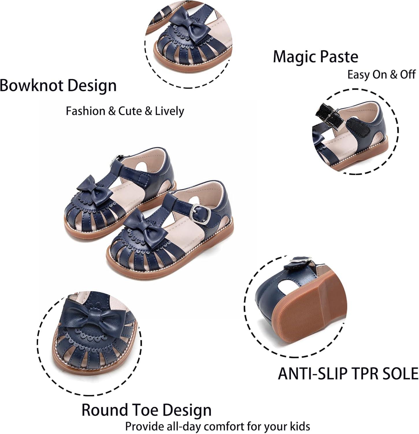 imageKiderence Toddler Girls Sandals Little Girls Kids Summer Shoes Toddler SandalsCk955 Navy Blue