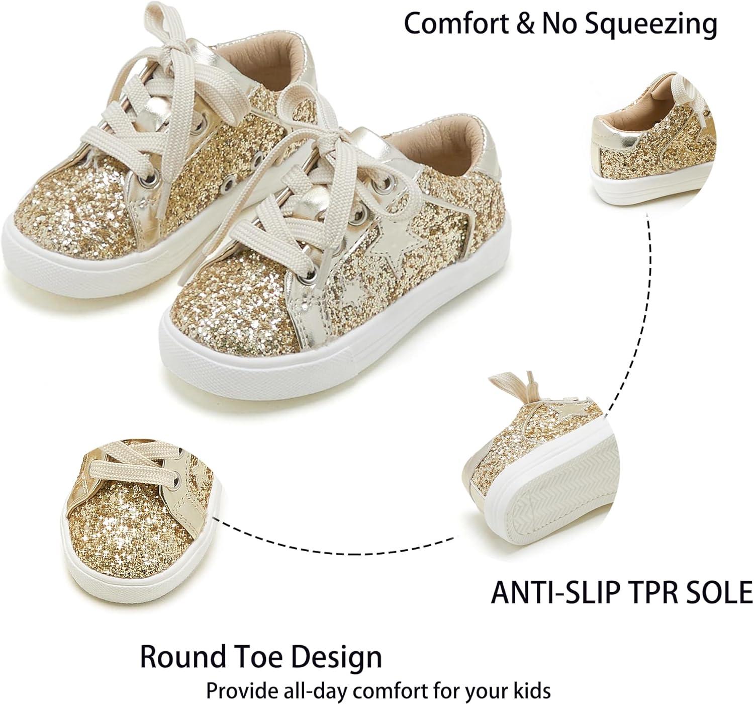 imageKiderence Toddler Girls Sneakers Little Girls Running Sports ShoesToddlerLittle KidsCs06gold