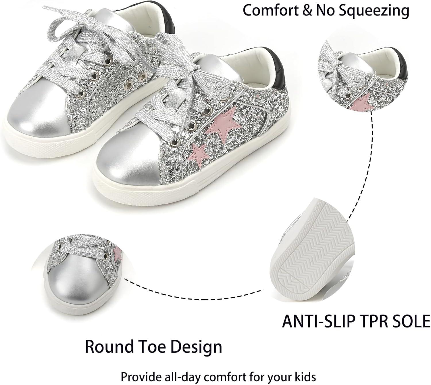 imageKiderence Toddler Girls Sneakers Little Girls Running Sports ShoesToddlerLittle KidsCs06silver