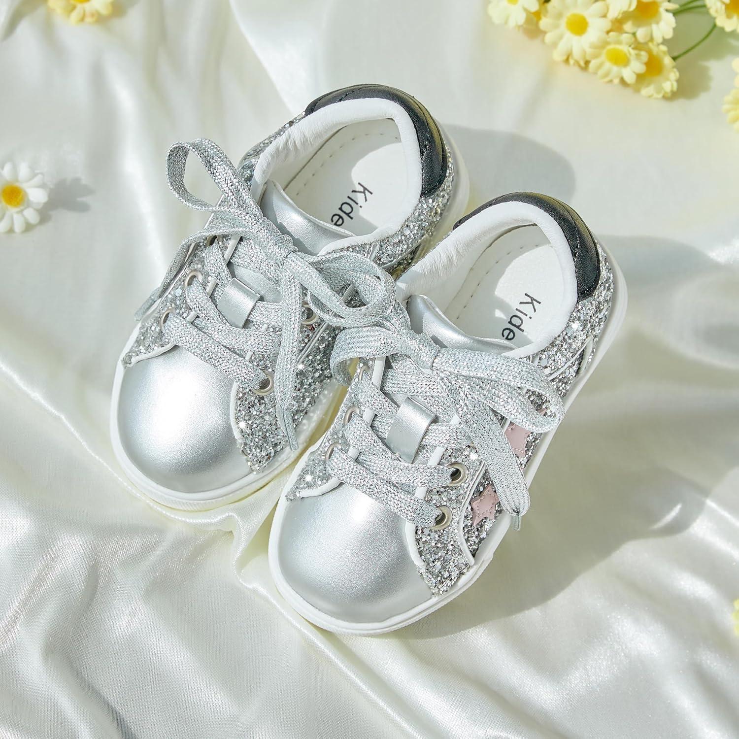 imageKiderence Toddler Girls Sneakers Little Girls Running Sports ShoesToddlerLittle KidsCs06silver